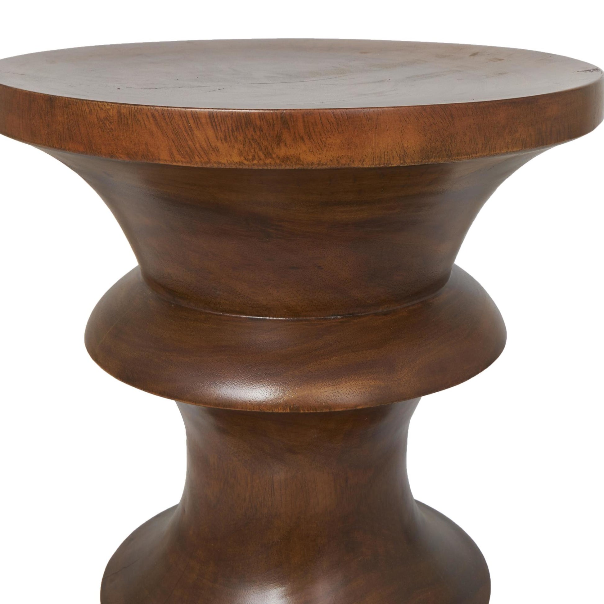 Geometric Brown Wood Handmade Side End Accent Table