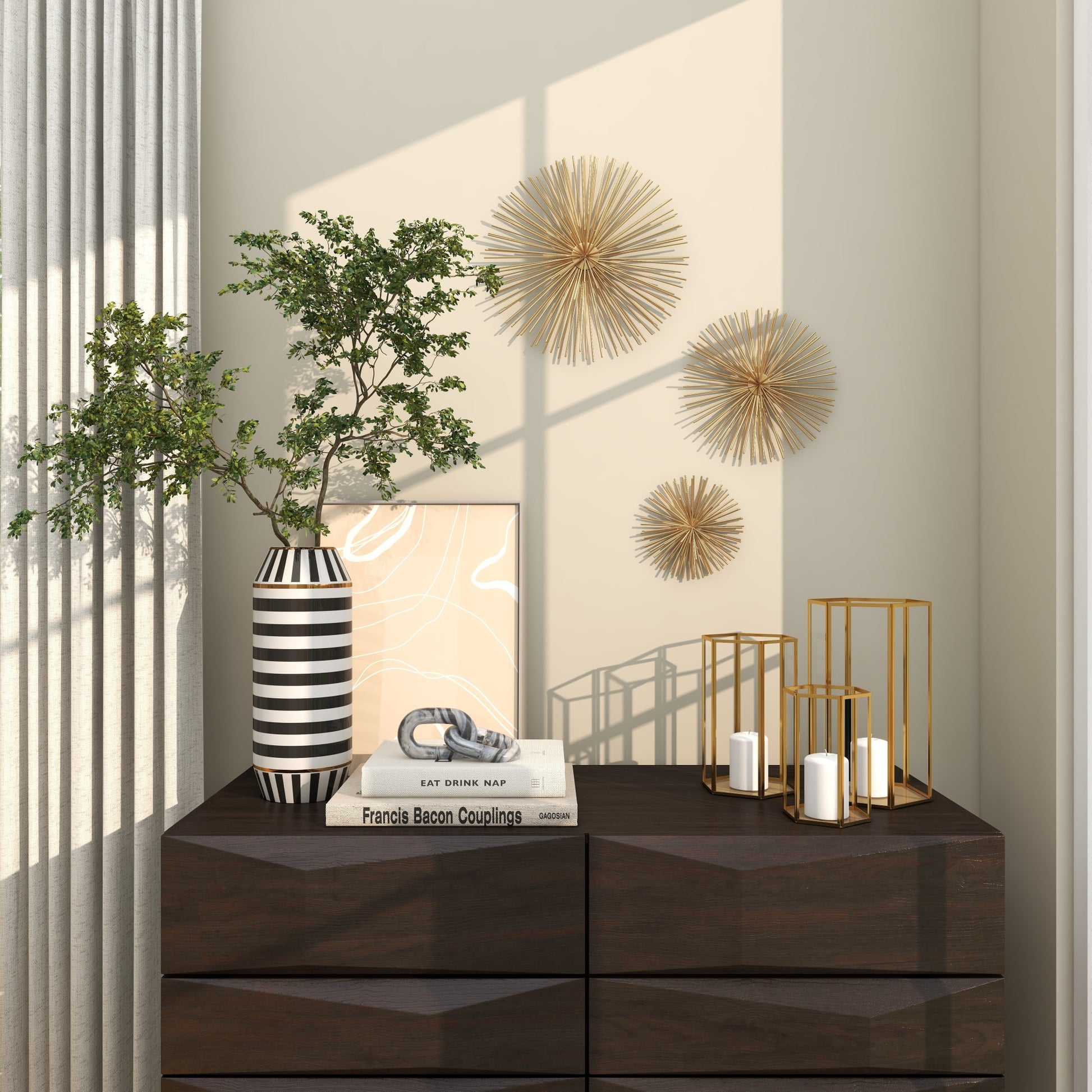 Set of 3 Starburst Metal 3D Short Spike Home Wall Decor