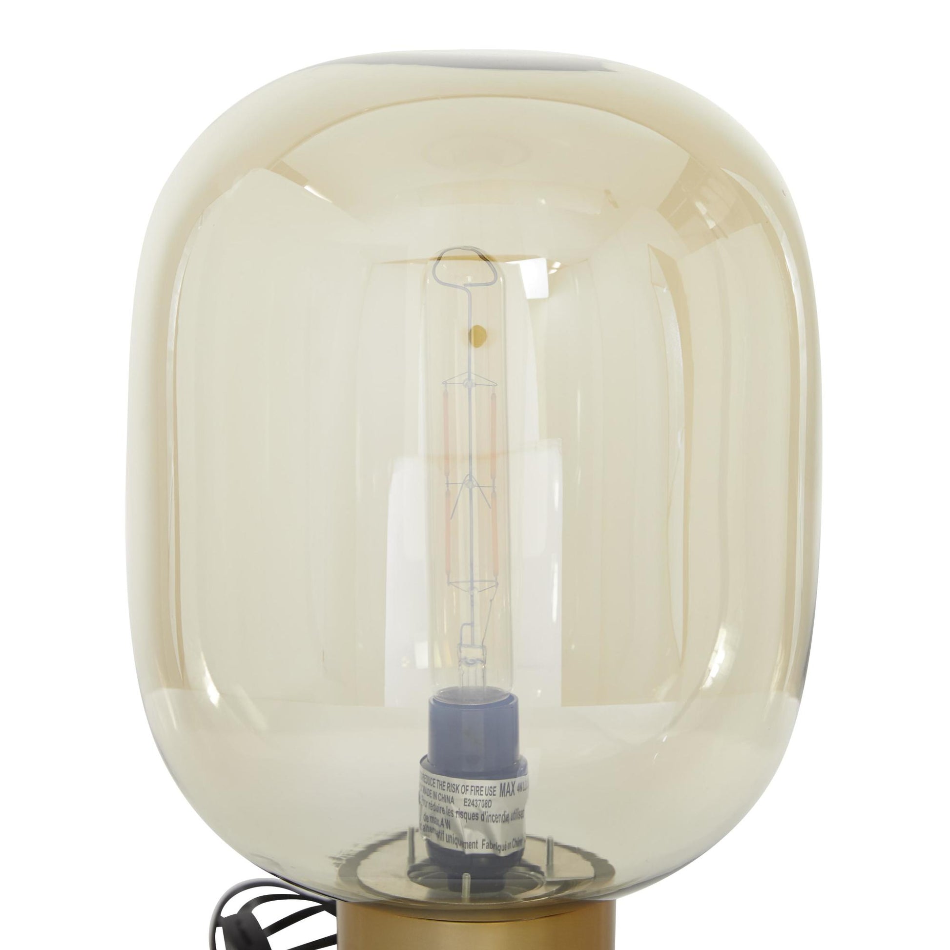 Gold Metal Room Table Lamp with Clear Dome Shaped Shade and Marble Base