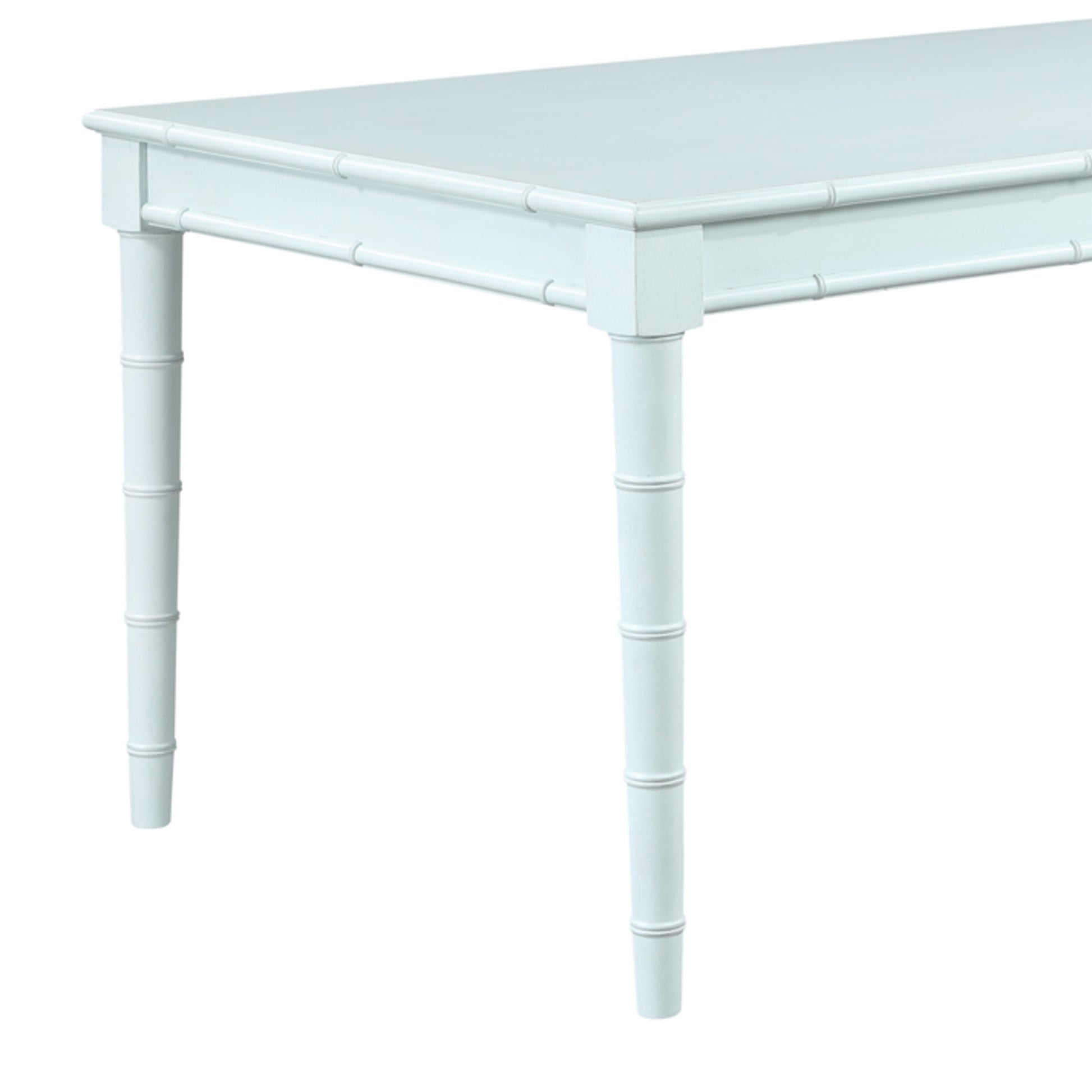 Light Blue Wood Kitchen Dining Table with Bamboo Inspired Detailing