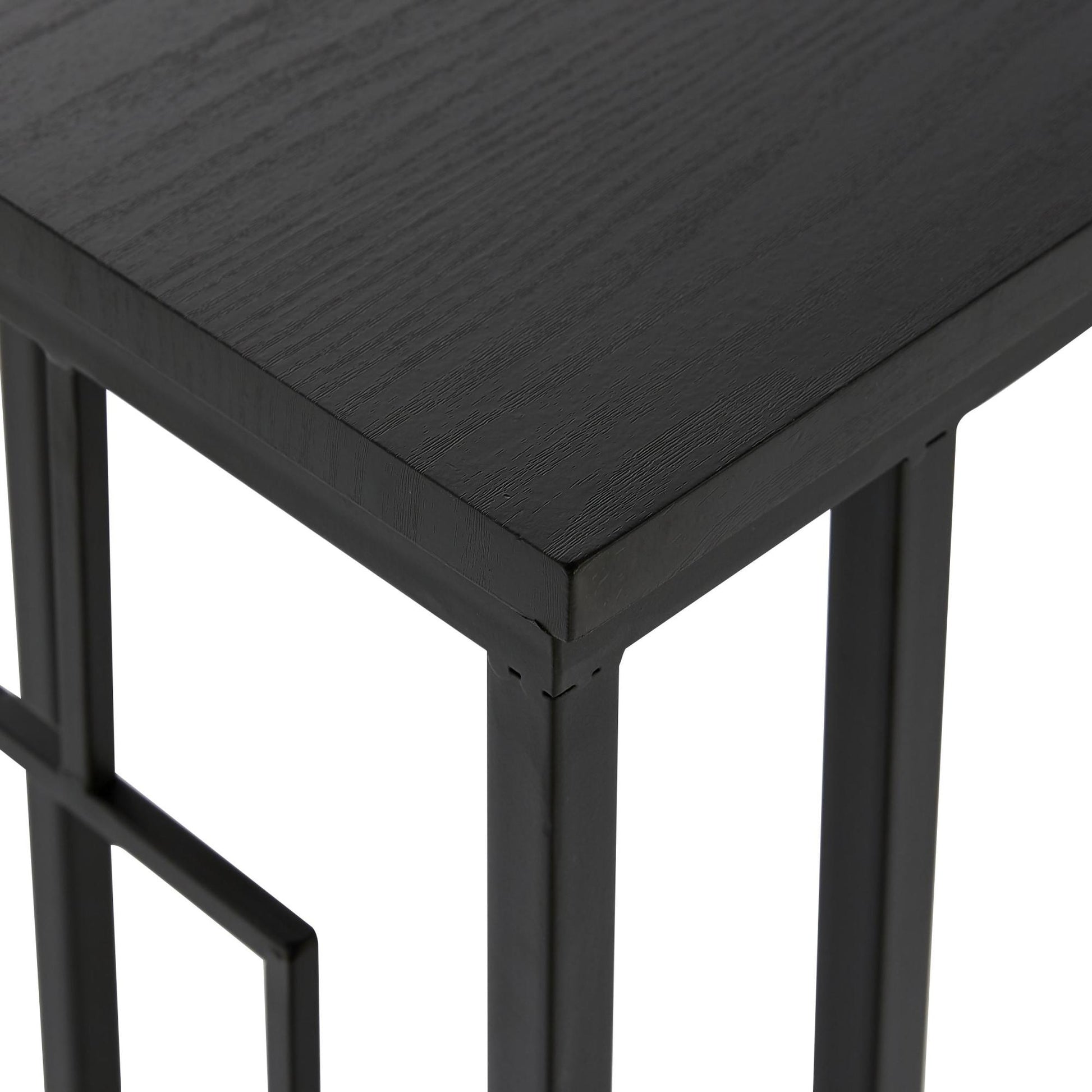 Metal C-Shaped Side End Accent Table with Black Metal Base