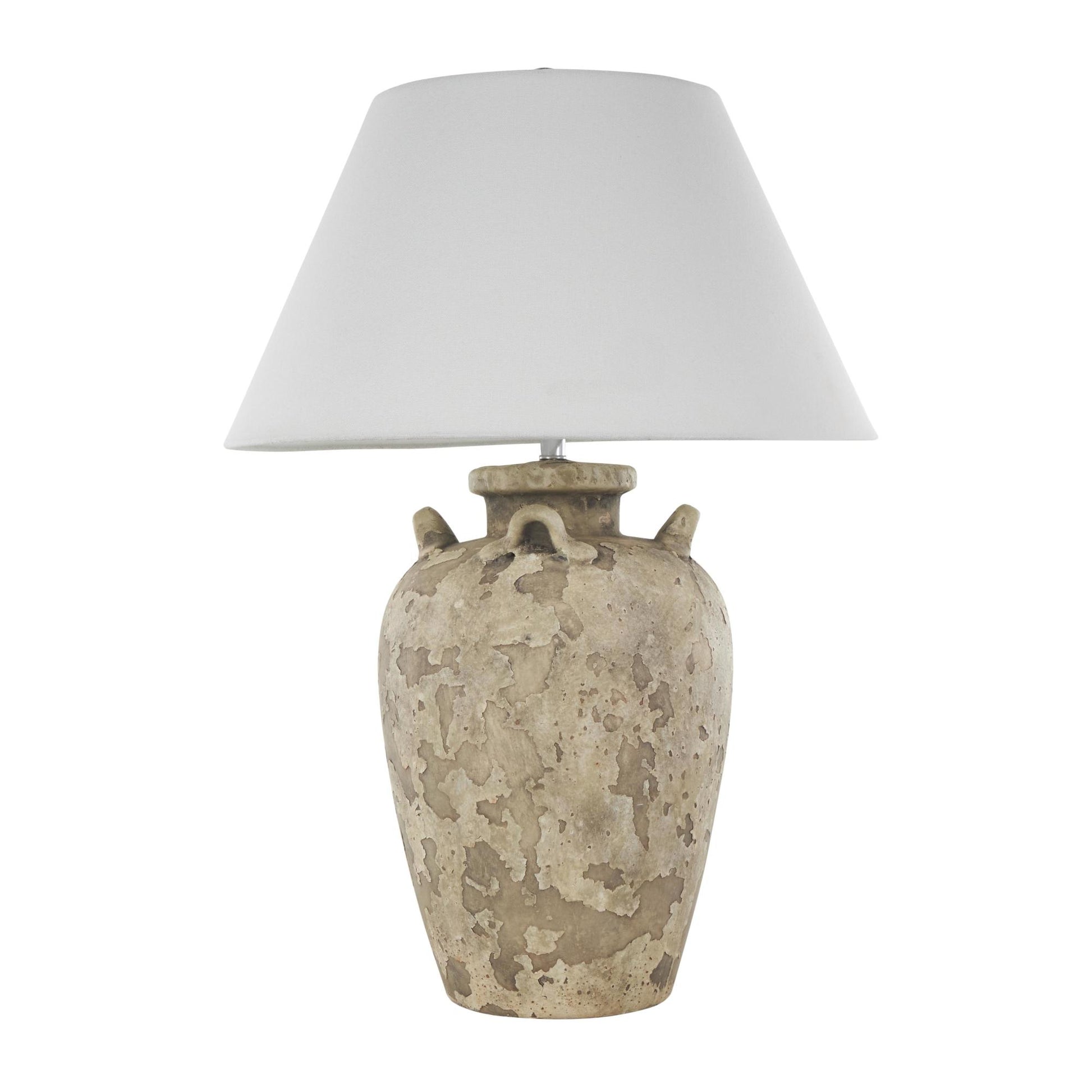 Ceramic Tall Antique Style Pot Vase Room Table Lamp with Cream Linen Shade 20" x 20" x 28"