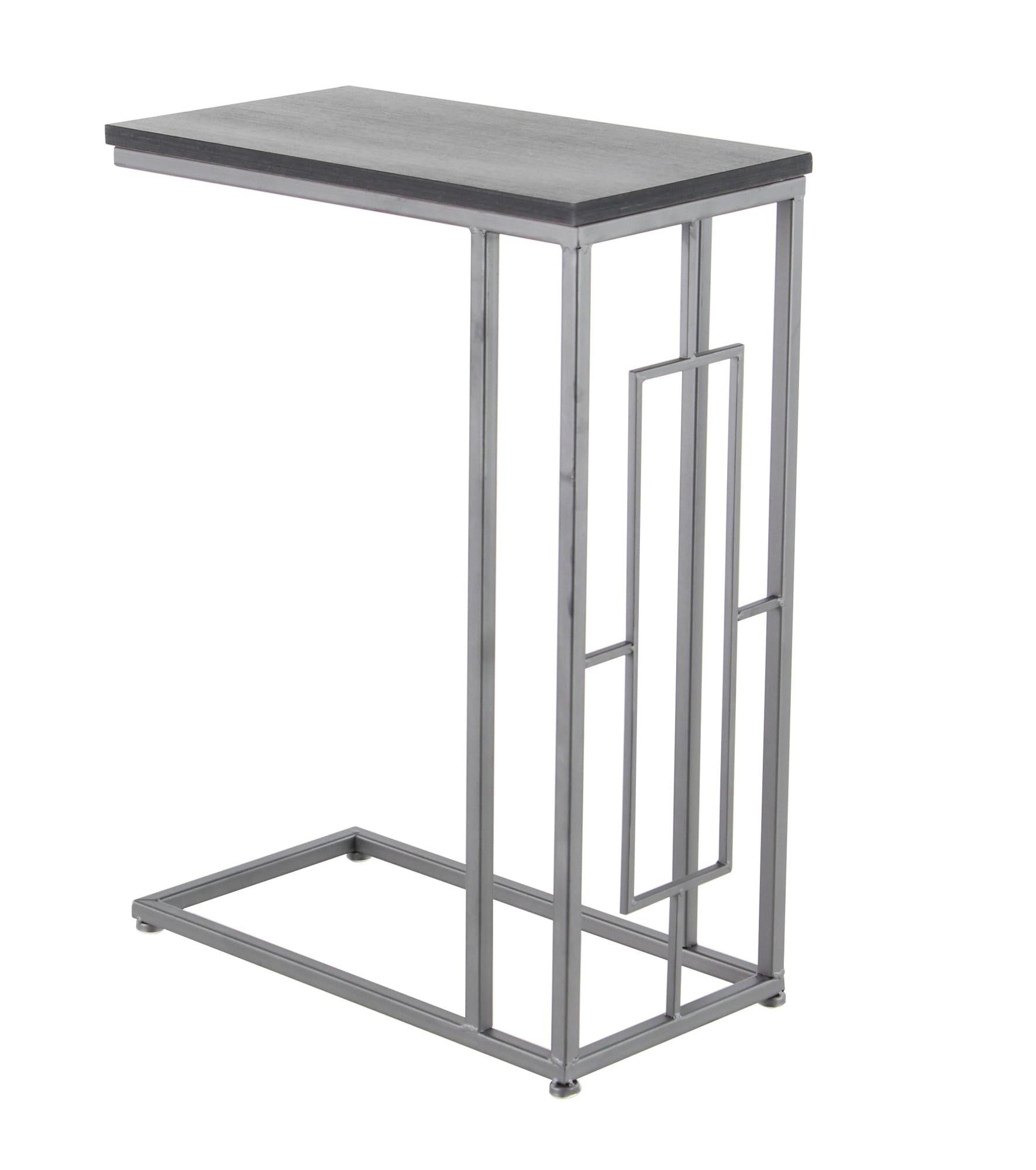 Metal C-Shaped Side End Accent Table with Black Metal Base