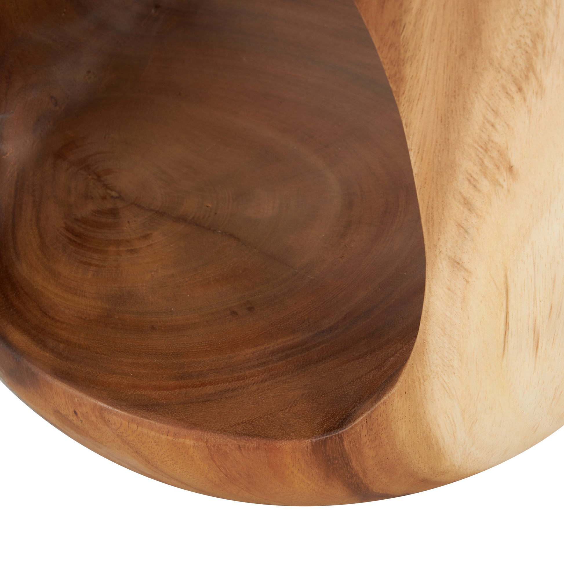 Brown Teak Wood Handmade Side End Accent Table with Abstract Triangle Cutout