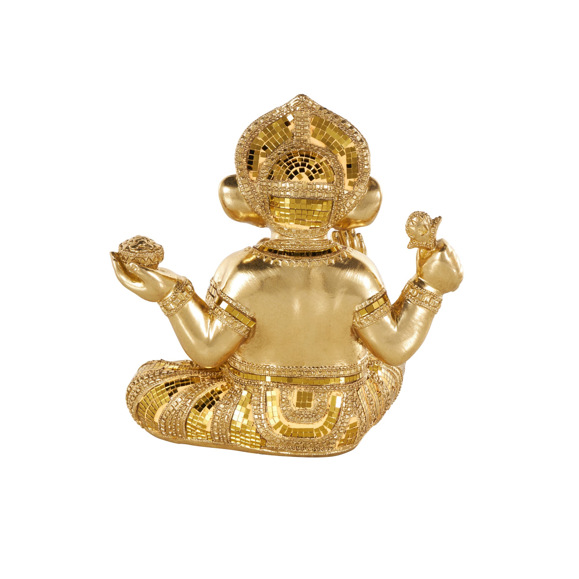 Ganesh Gold Resin Decorative Sculpture with Mosaic Details