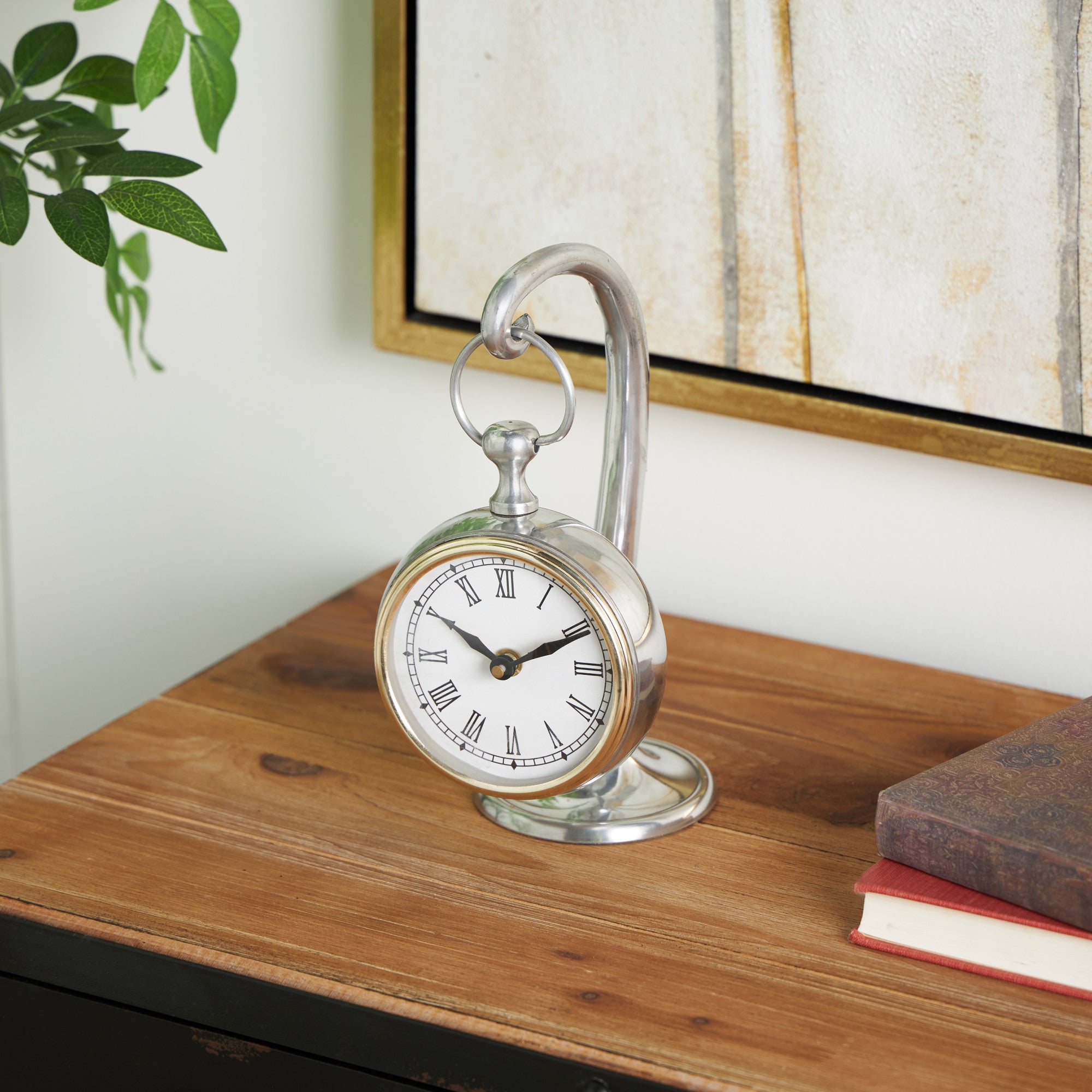 Silver Aluminum Metal Pendulum Decorative Clock