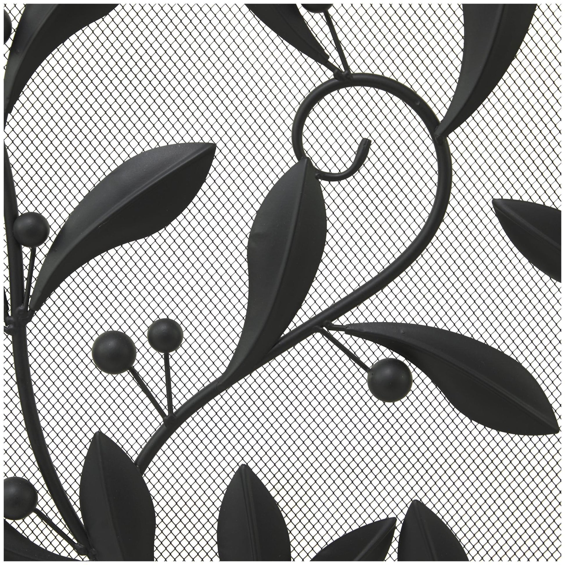 Leaf Metal Foldable Mesh Netting 3 Panel Living Room Fireplace Screen with Leaf and Vine Relief