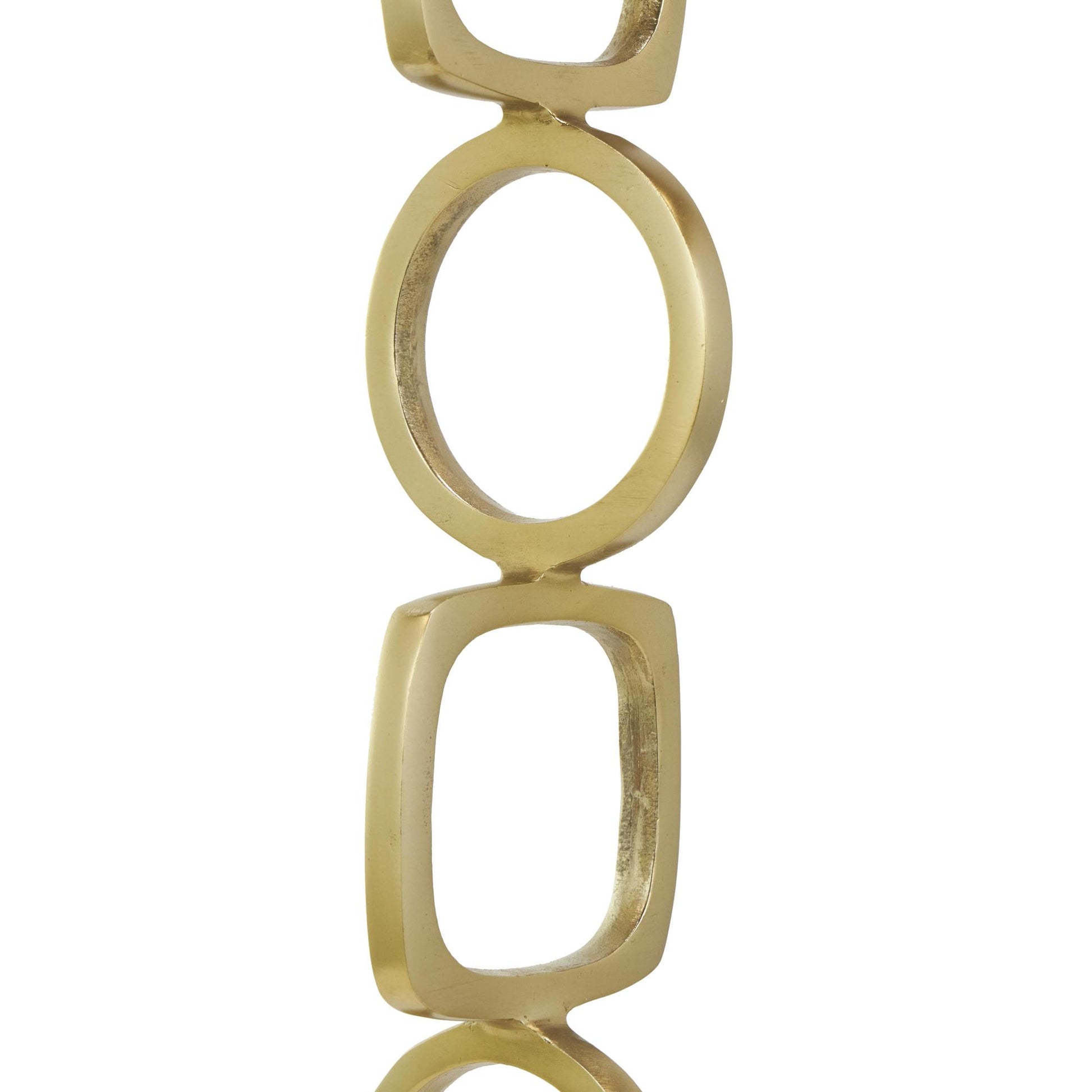 Set of 2 Abstract Aluminum Metal Stacked Geometric Rings Decorative Sculpture with Marble Bases