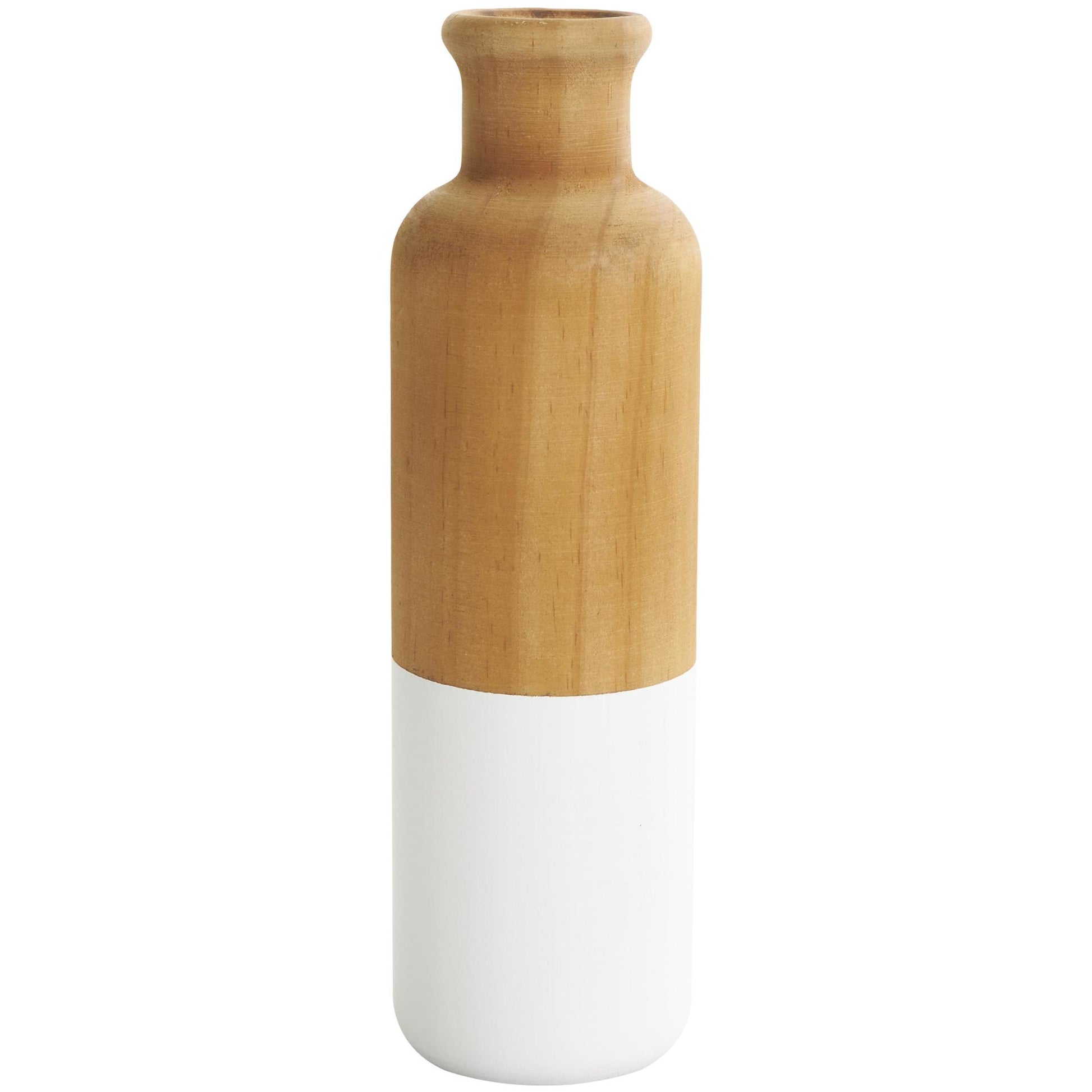 Set of 3 Wood Colorblock Decorative Vase with White Bases Set of 3 10", 8", 5"H