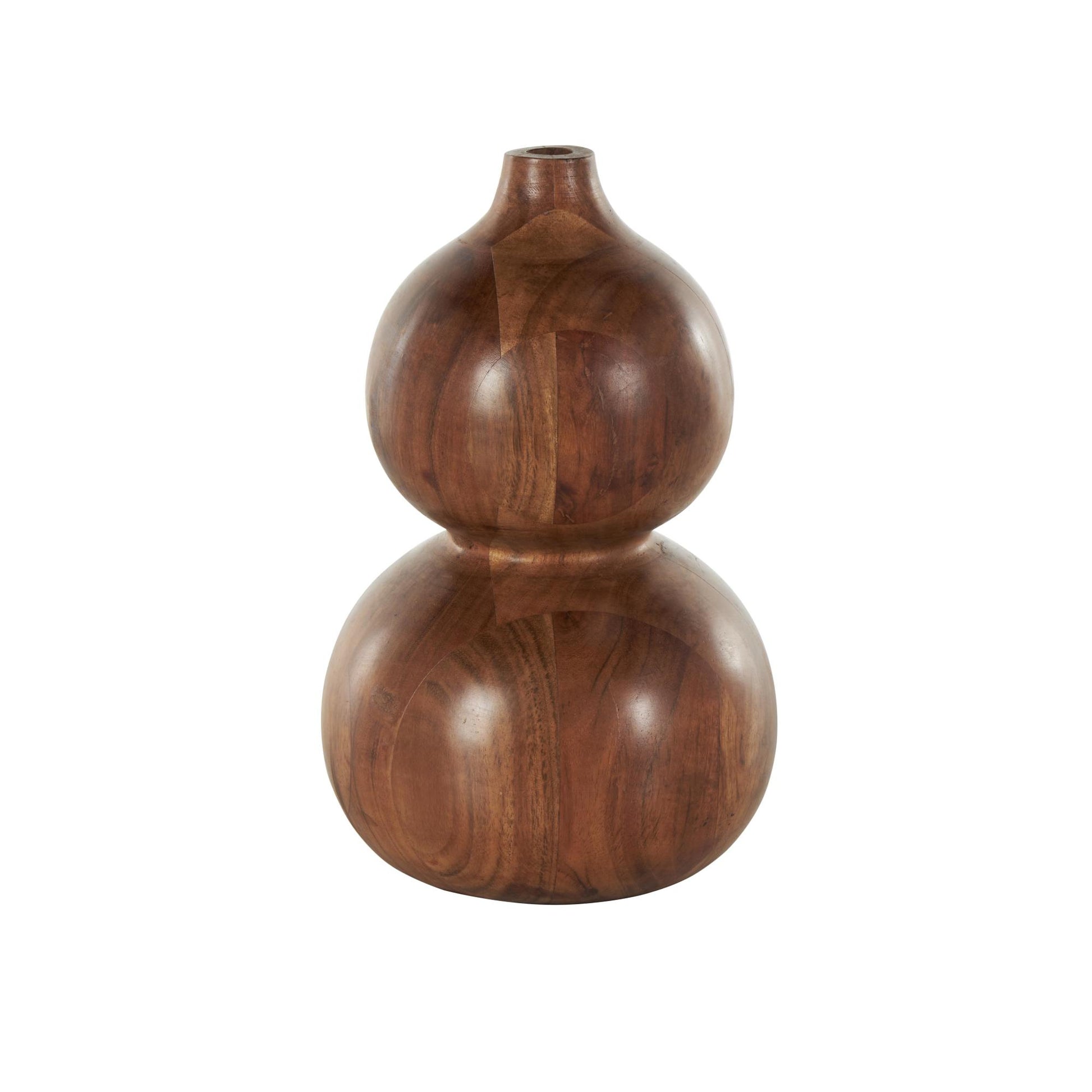 Brown Wood Bubble Decorative Vase with Natural Wood Grains