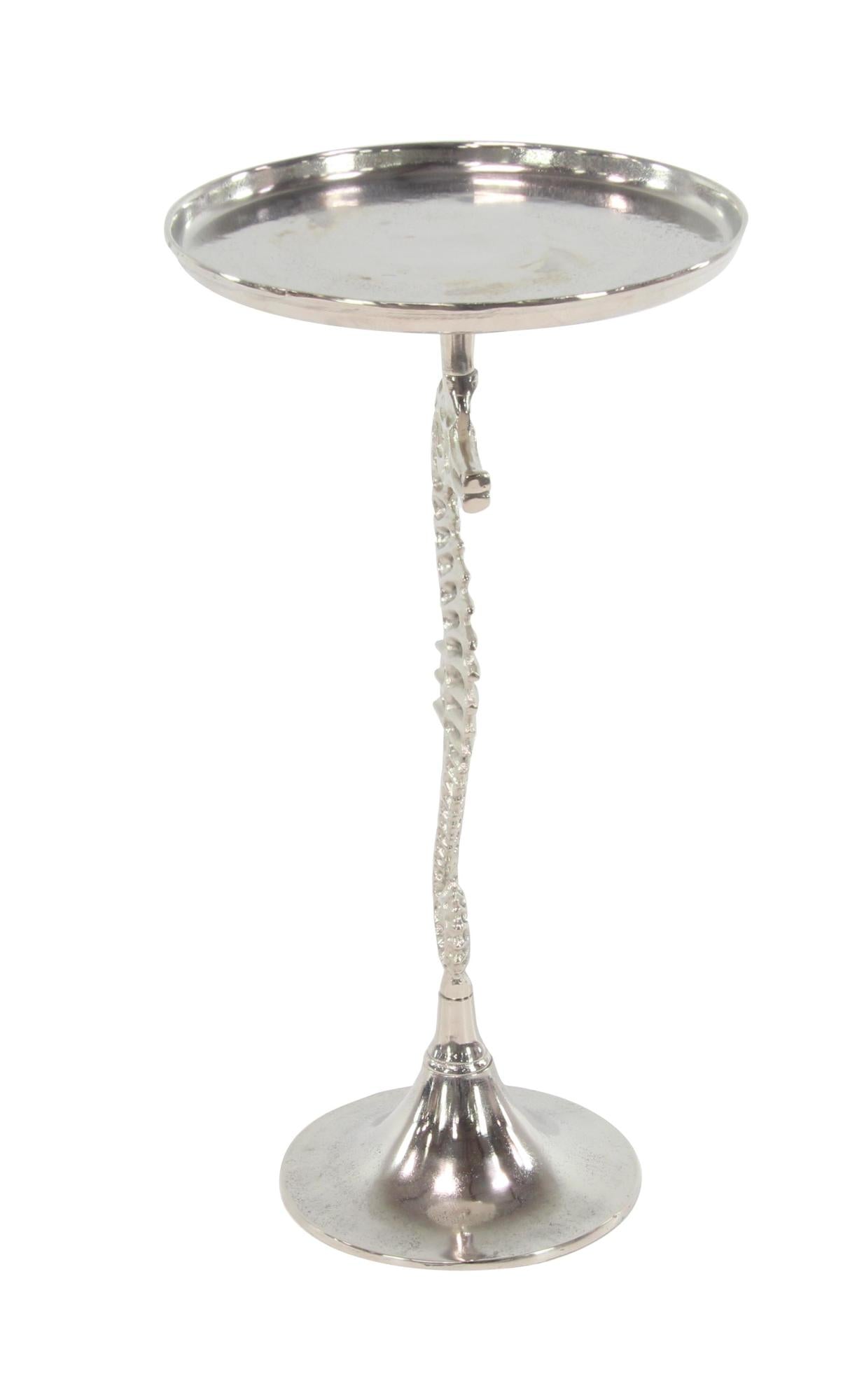 Sea Horse Aluminum Metal Side End Accent Table with Black Marble Table Top 13" x 13" x 25"