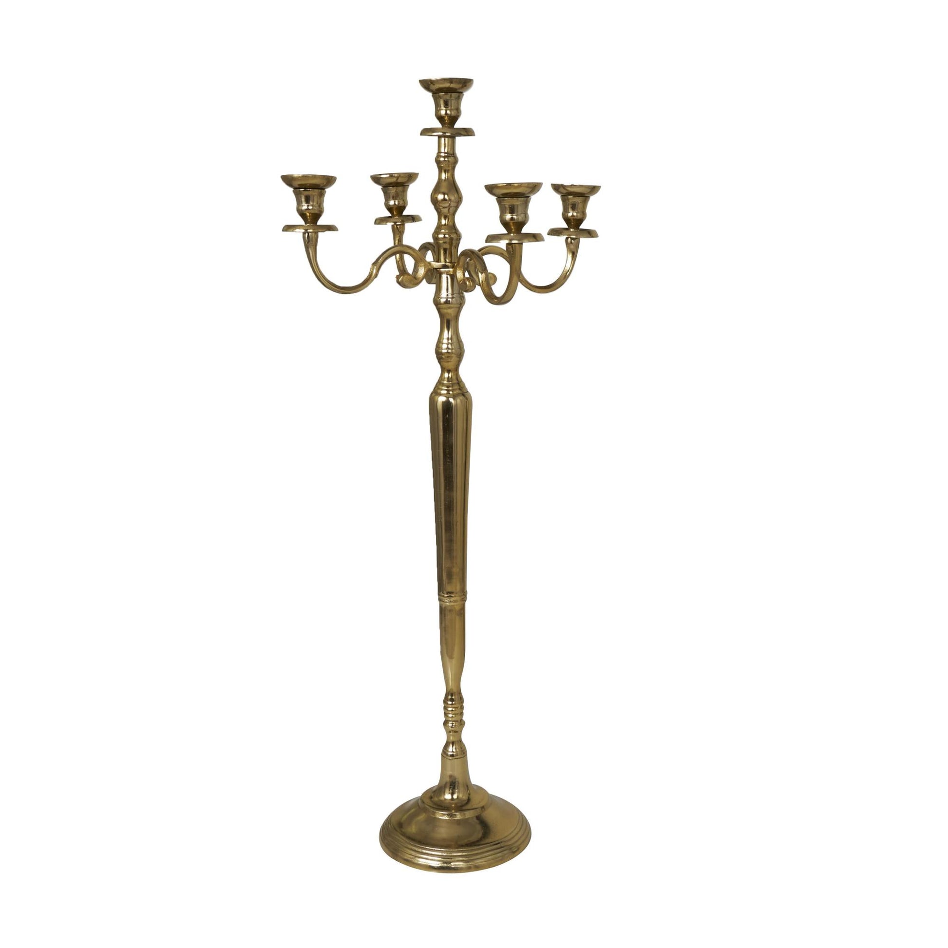 Scroll Aluminum Metal Tall Floor 5 Candle Decorative Candelabra