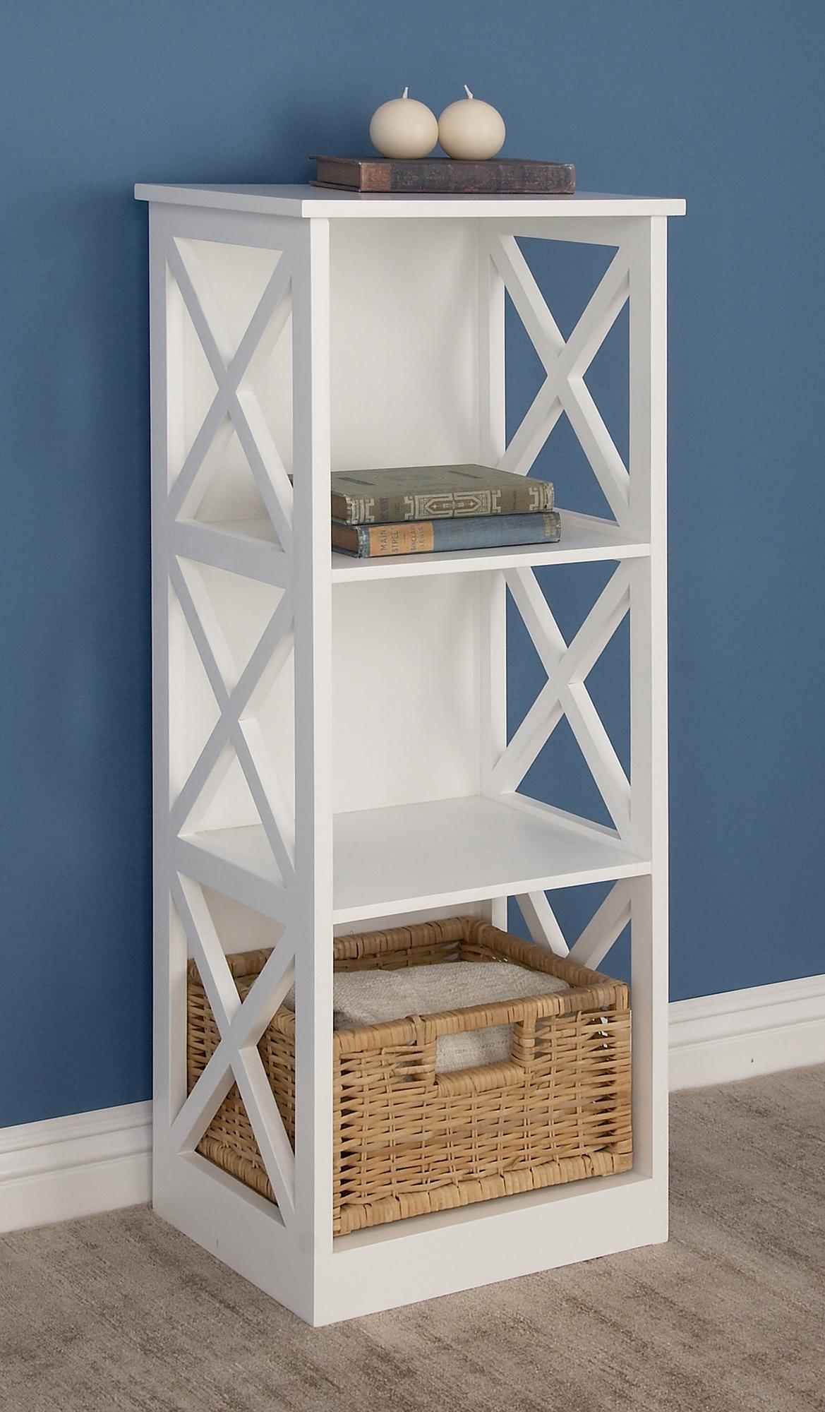 White Wooden 4 Shelf Storage Shelving Unit