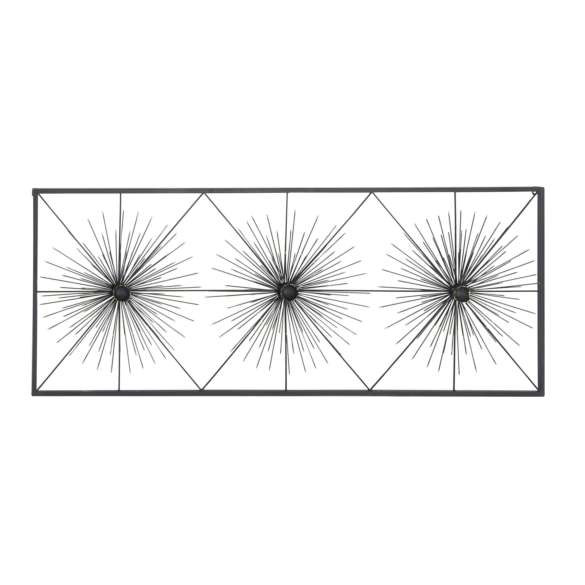 Starburst Black Metal Sea Urchin Home Wall Decor with Black Frame