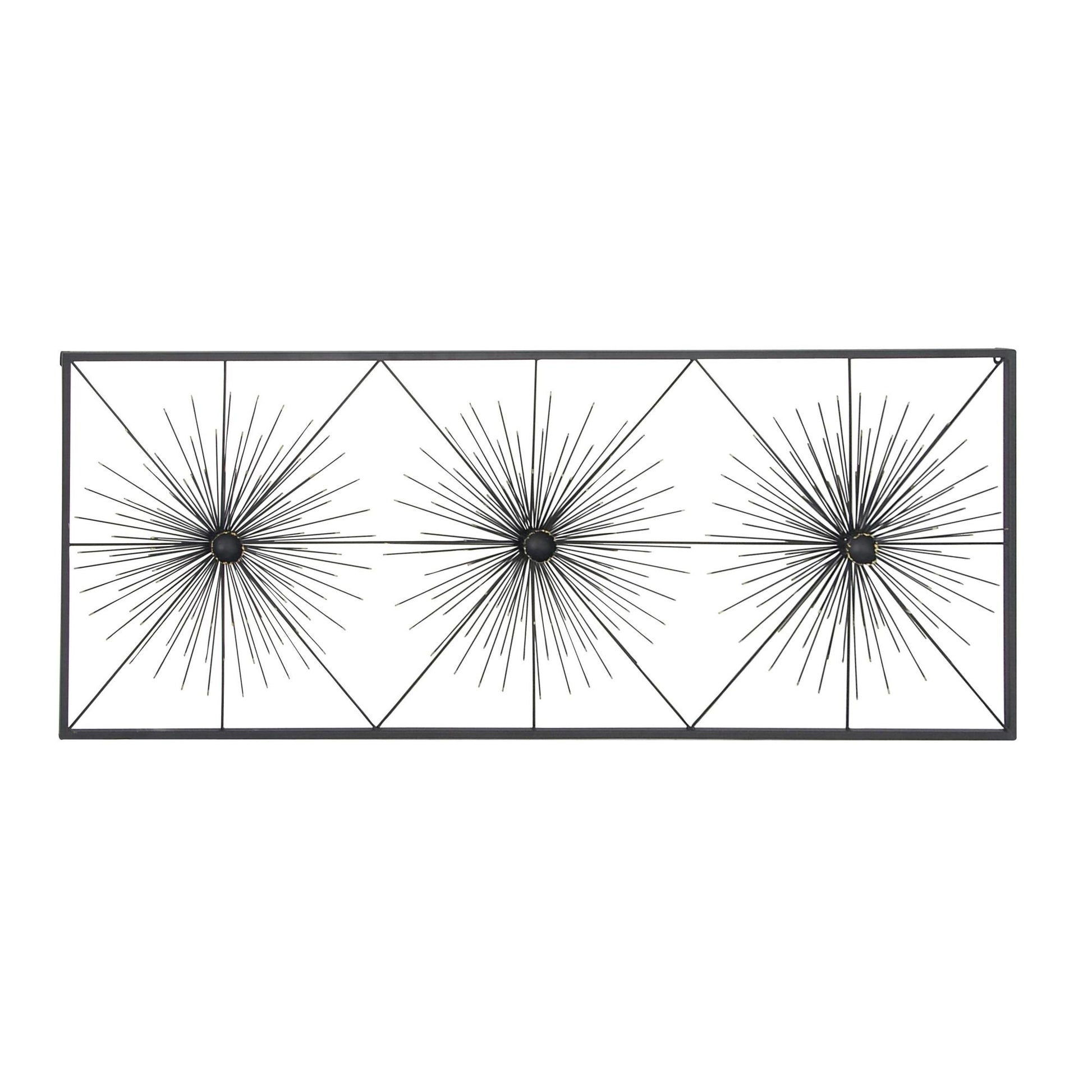 Starburst Black Metal Sea Urchin Home Wall Decor with Black Frame