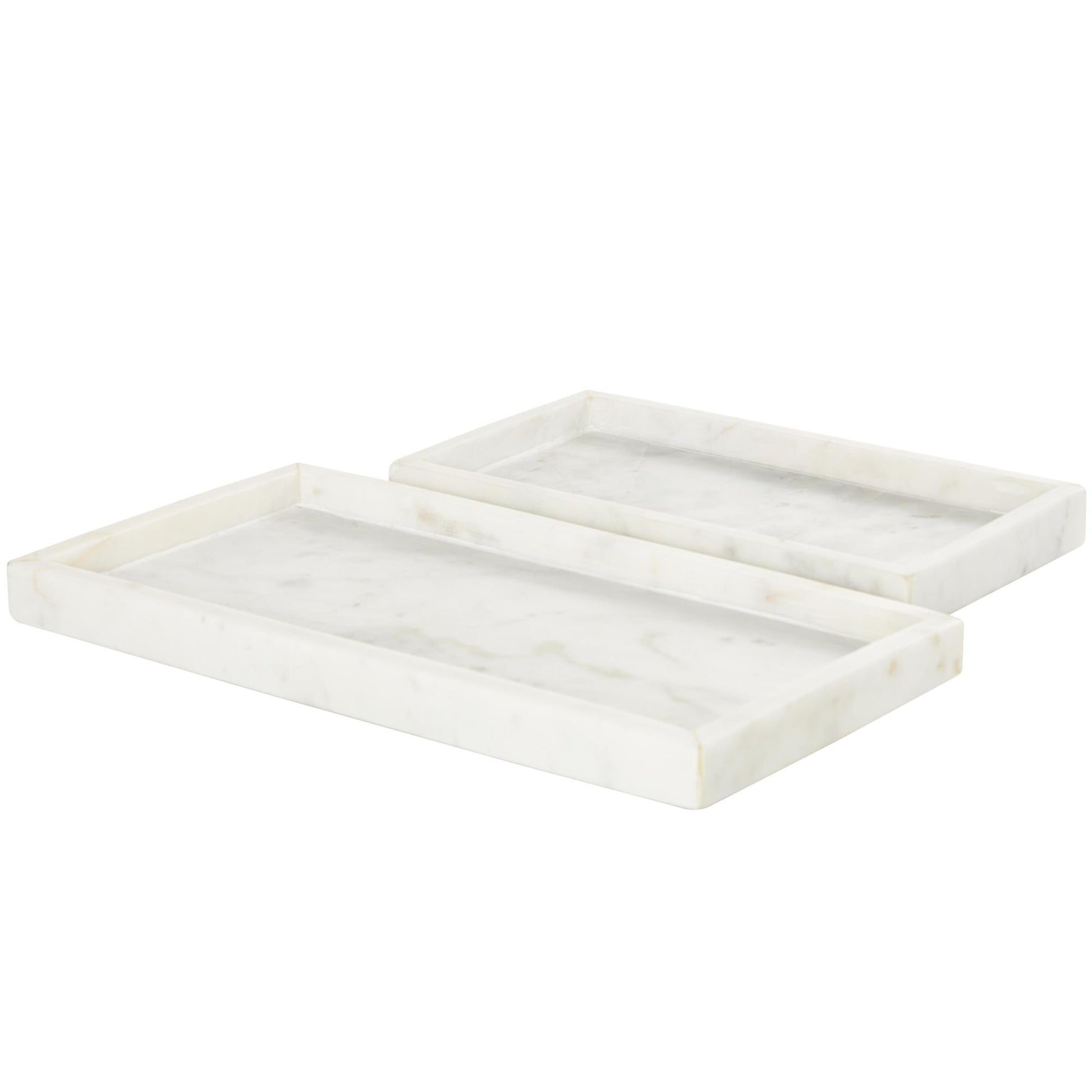 Set of 2 Marble Minimalistic Textured Square Living Room Decor Tray Set of 2 10", 8"W