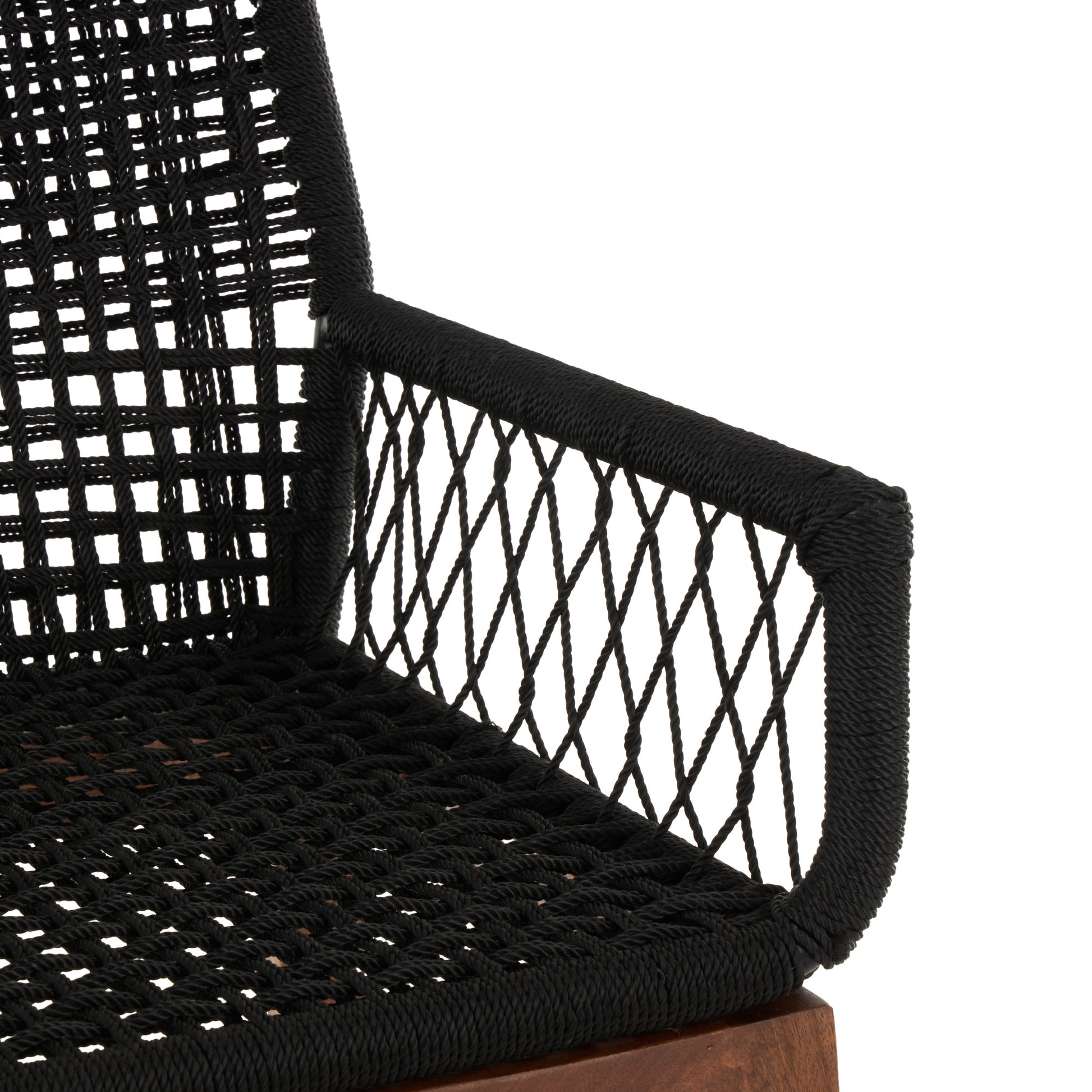 Jute Rope Handmade Woven Living Room Accent Chair with Brown Wooden Legs 28" x 23" x 36"