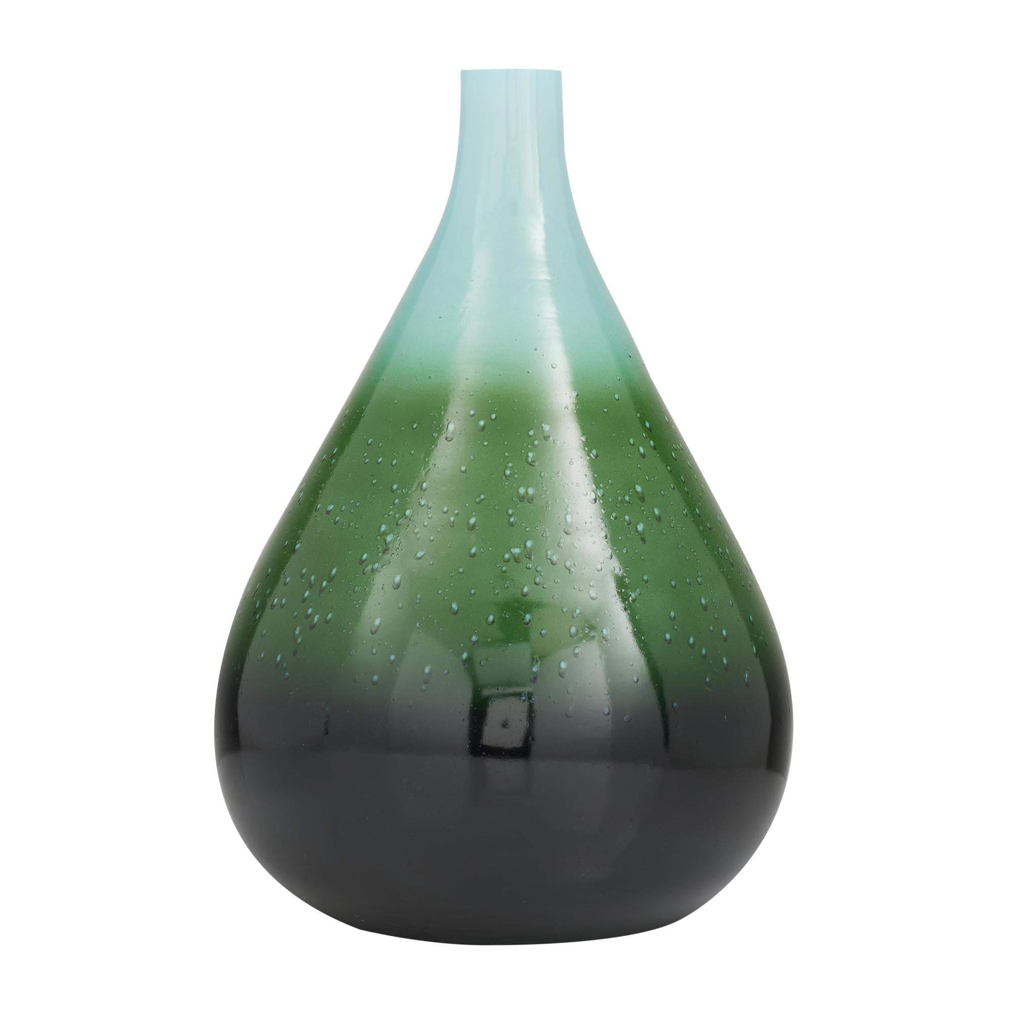 Green Glass Ombre Decorative Vase
