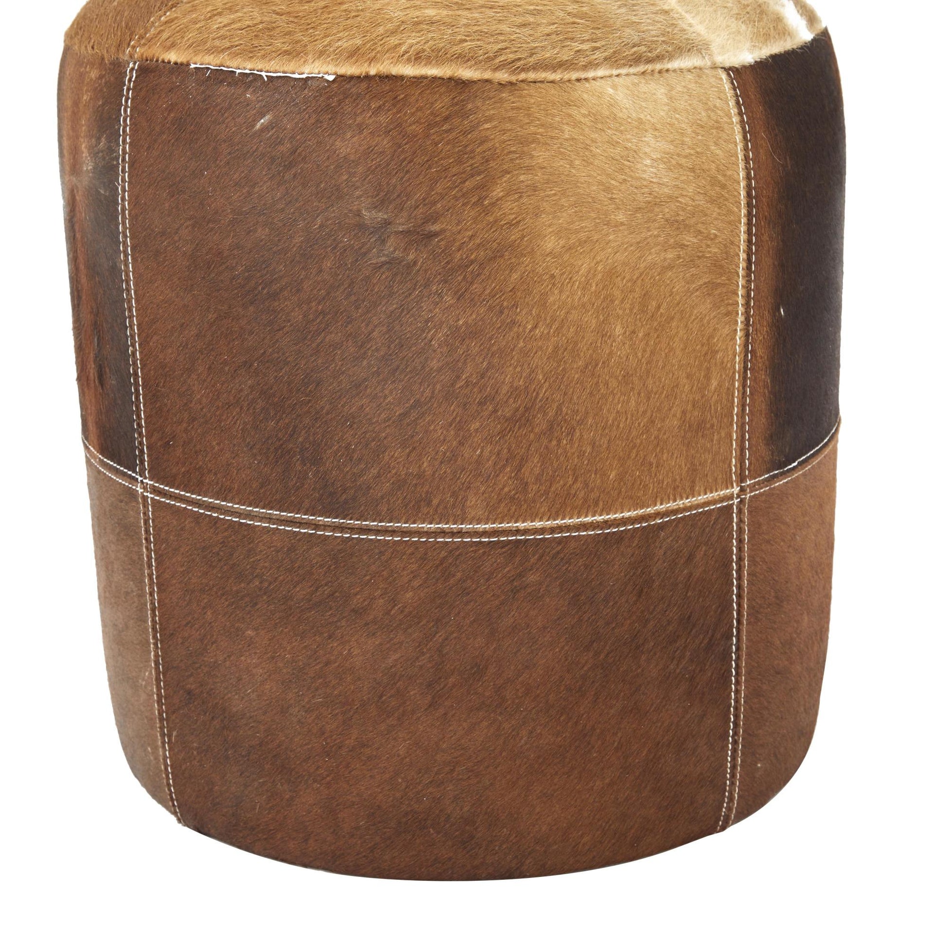 Leather Handmade Living Room Stool with Patchwork Pattern 16" x 16" x 17"