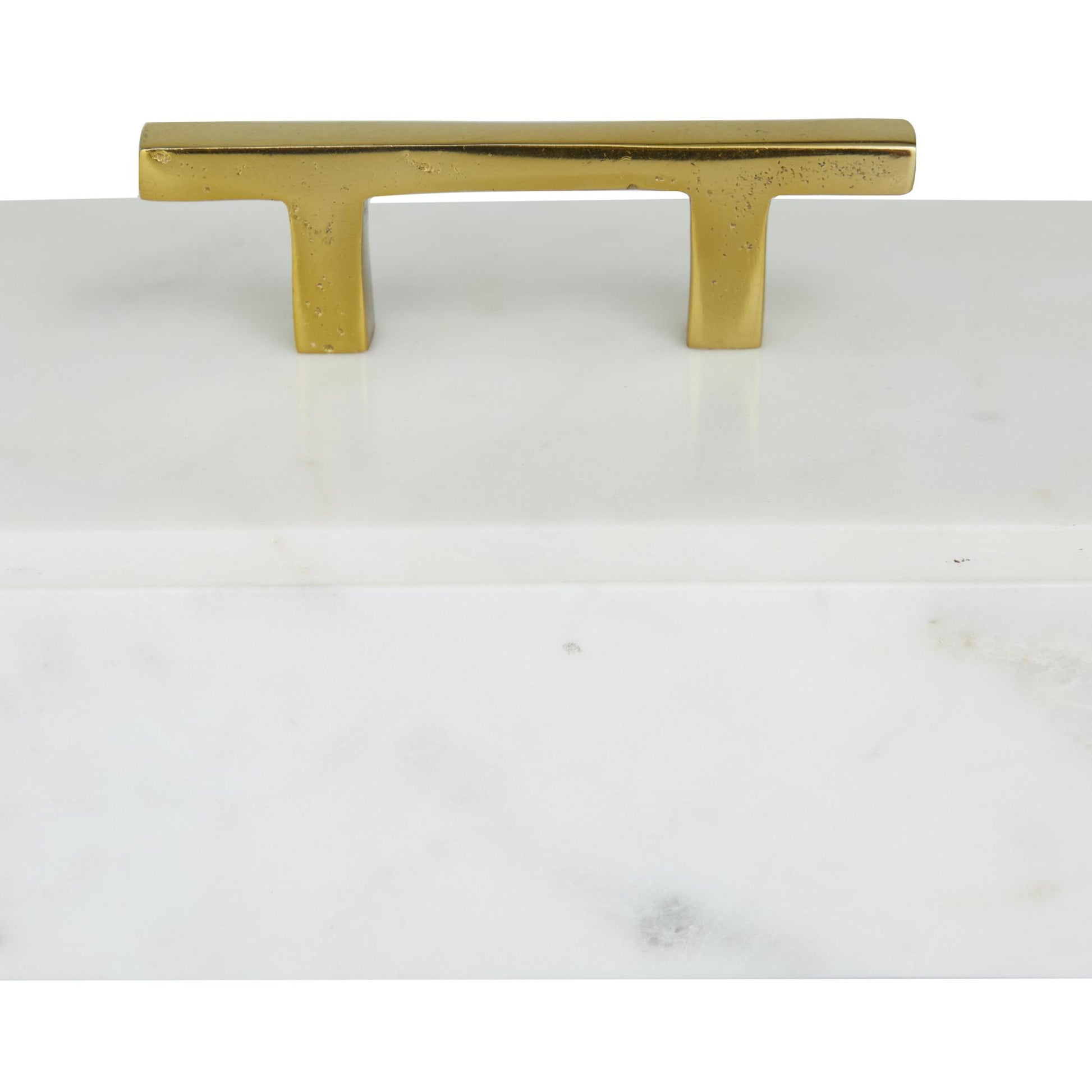 Set of 3 Marble Decorative Box with Aluminum Bar Handles Set of 3 12", 10", 8"W