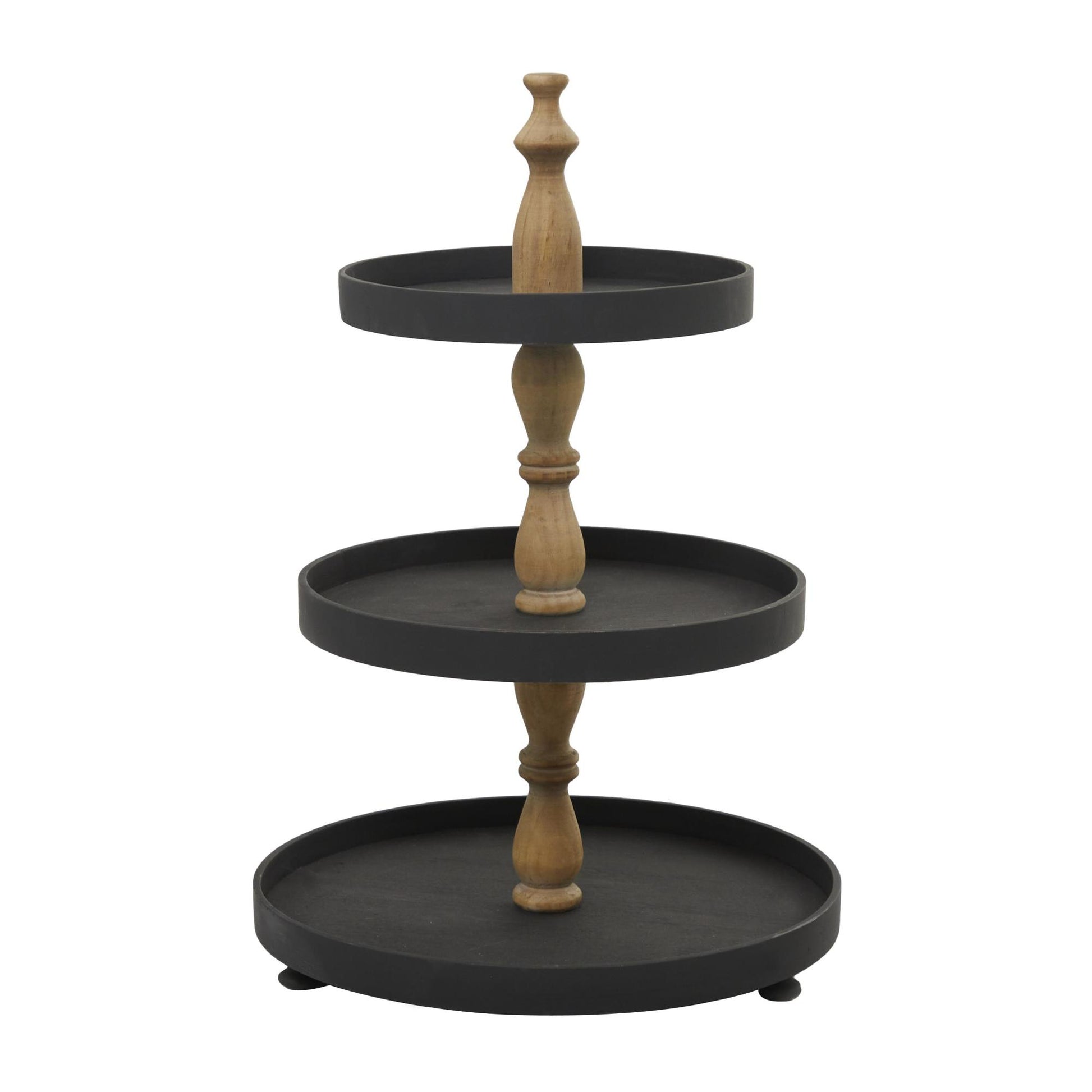 Wood 3 Level Decorative Tiered Server with Wood Post