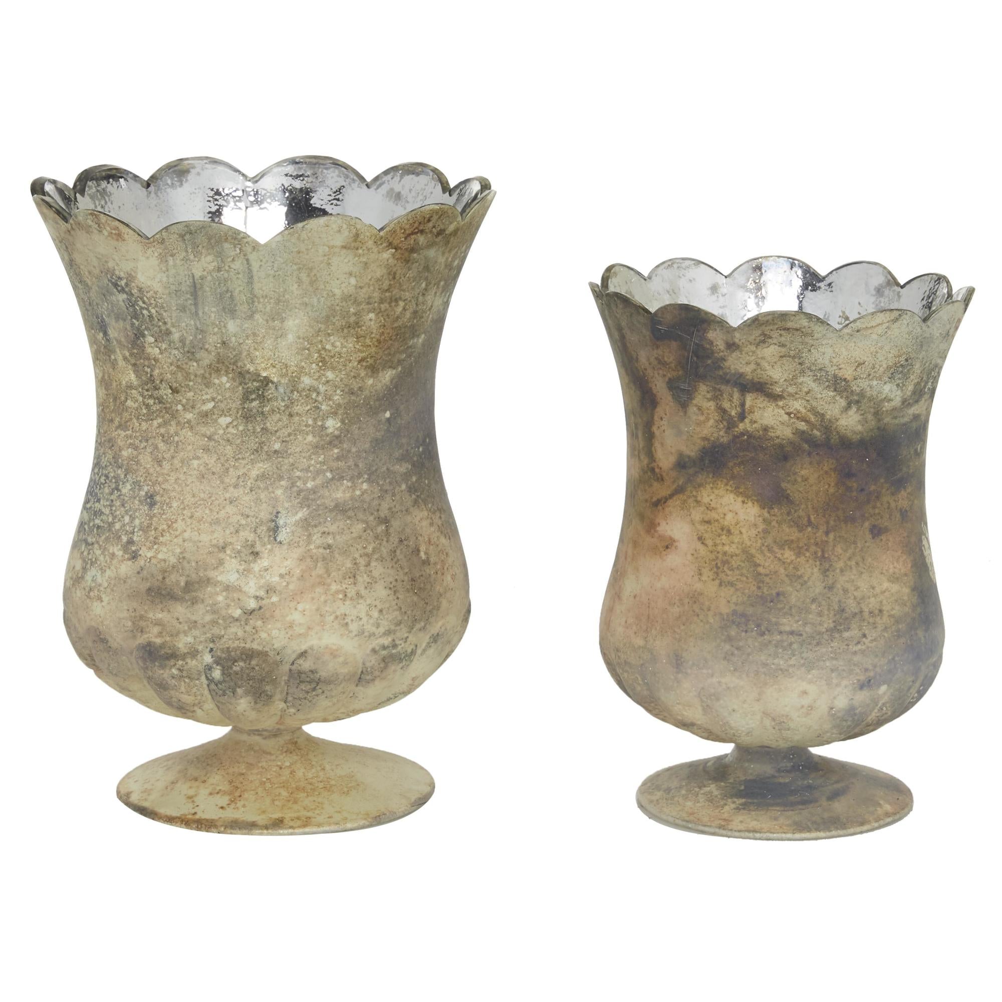 Set of 2 Brown Glass Room Hurricane Lamp