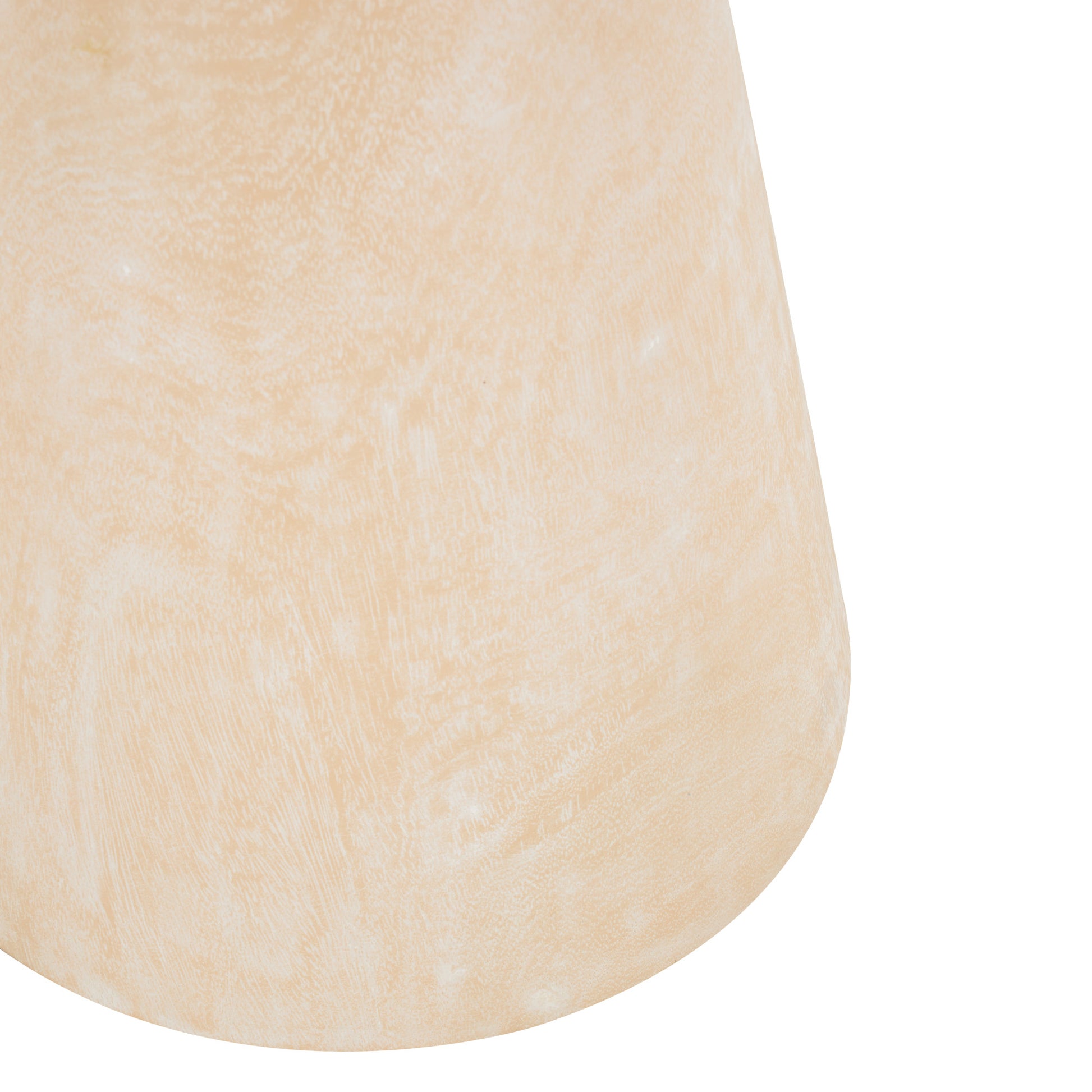 Cream Teak Wood Handmade Cone Side End Accent Table with Beige Marble Tabletop