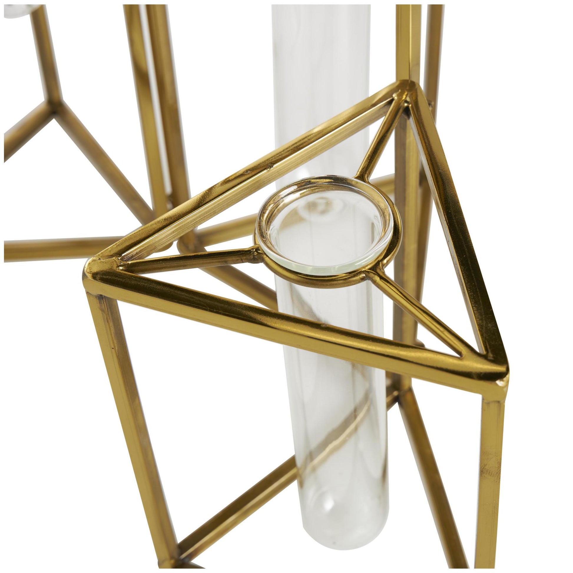 Geometric Gold Stainless Steel Metal Foldable Test Tube Bud Decorative Vase with Triangular Frames