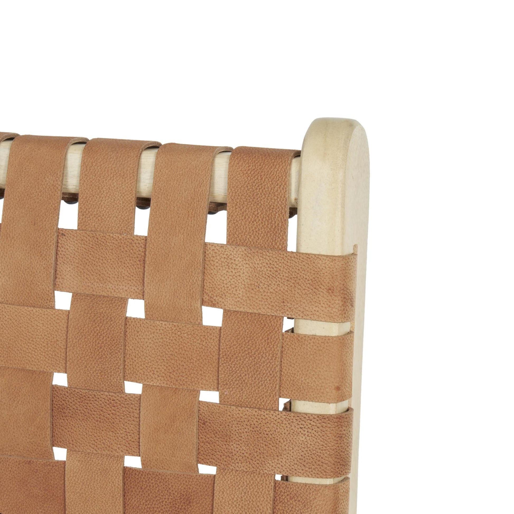 Mango Wood Handmade Woven Kitchen Bar Stool with with Backrest and Footrest