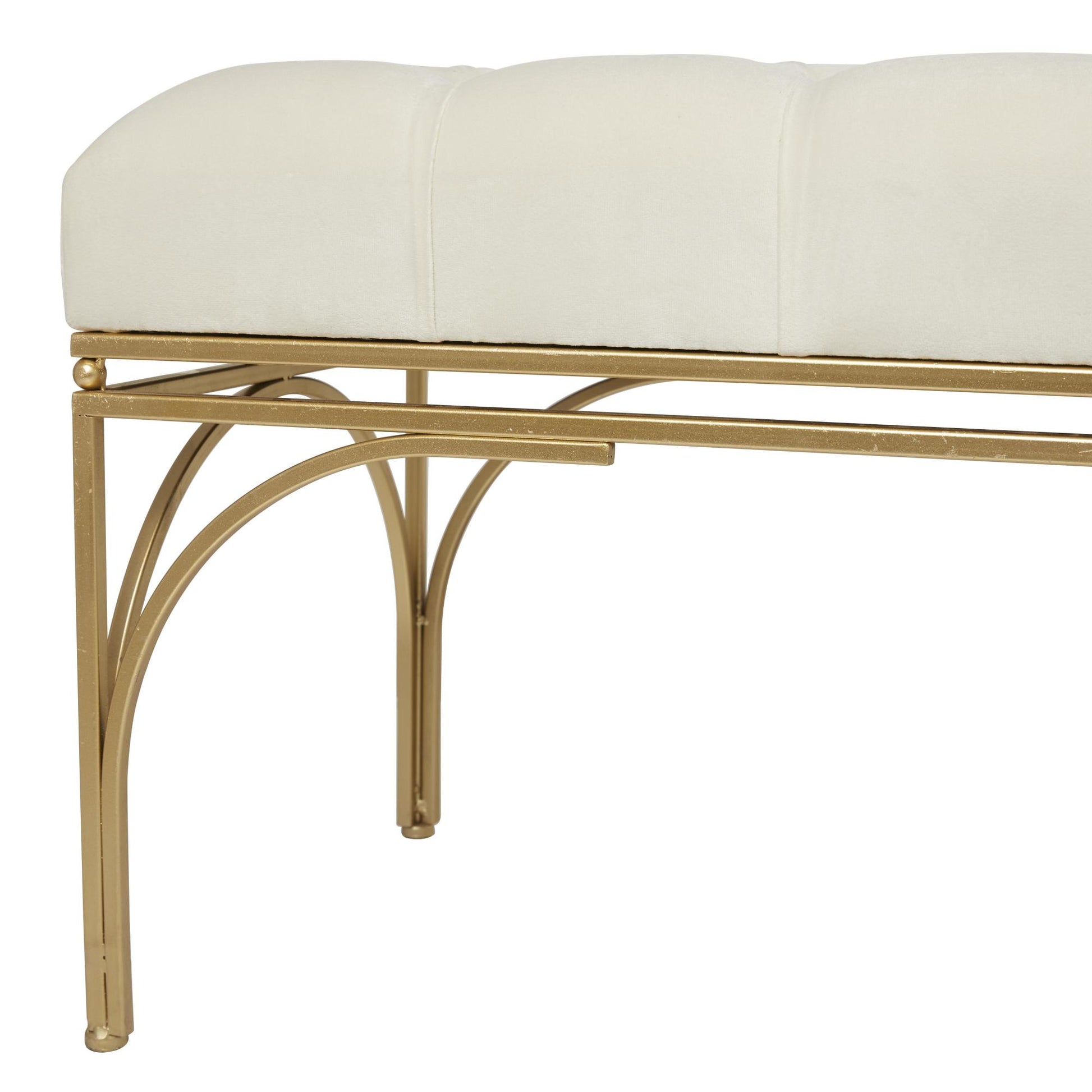 Velvet Home Bench with Gold Legs