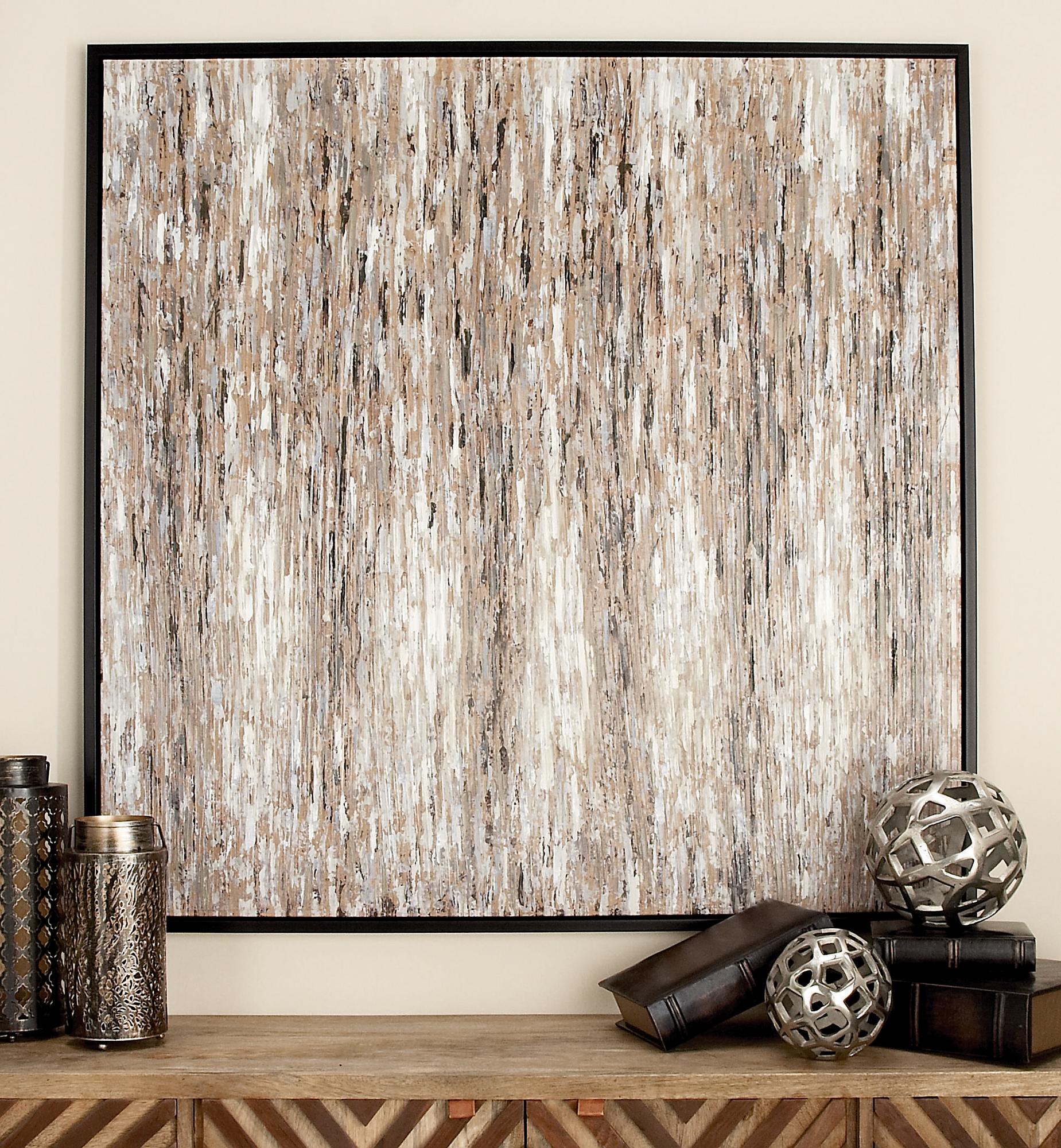 Abstract White Canvas Living Room Framed Wall Art with Black Frame
