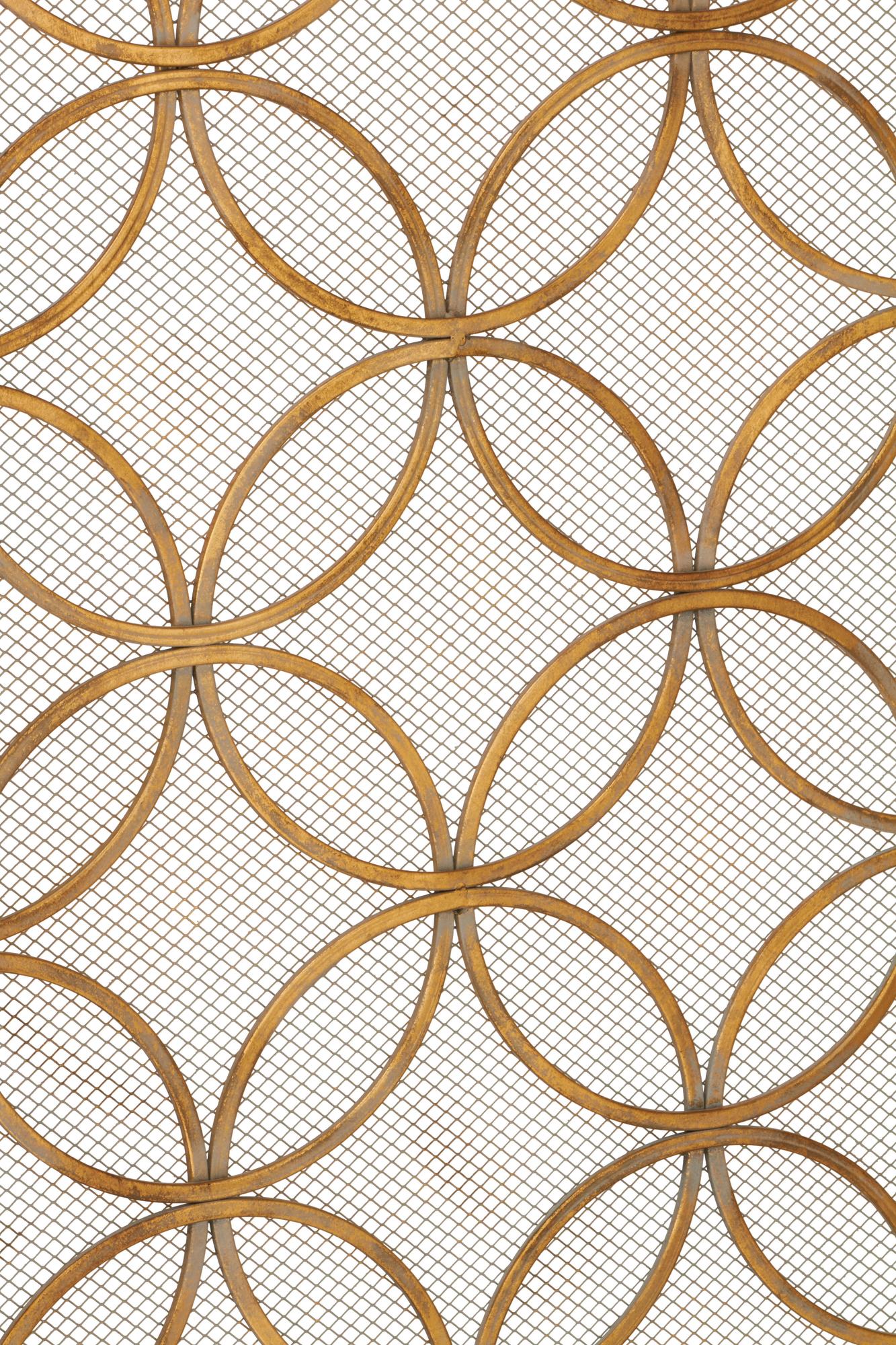 Geometric Brass Metal Hinged Foldable Partition 3 Panel Partition Room Divider Screen