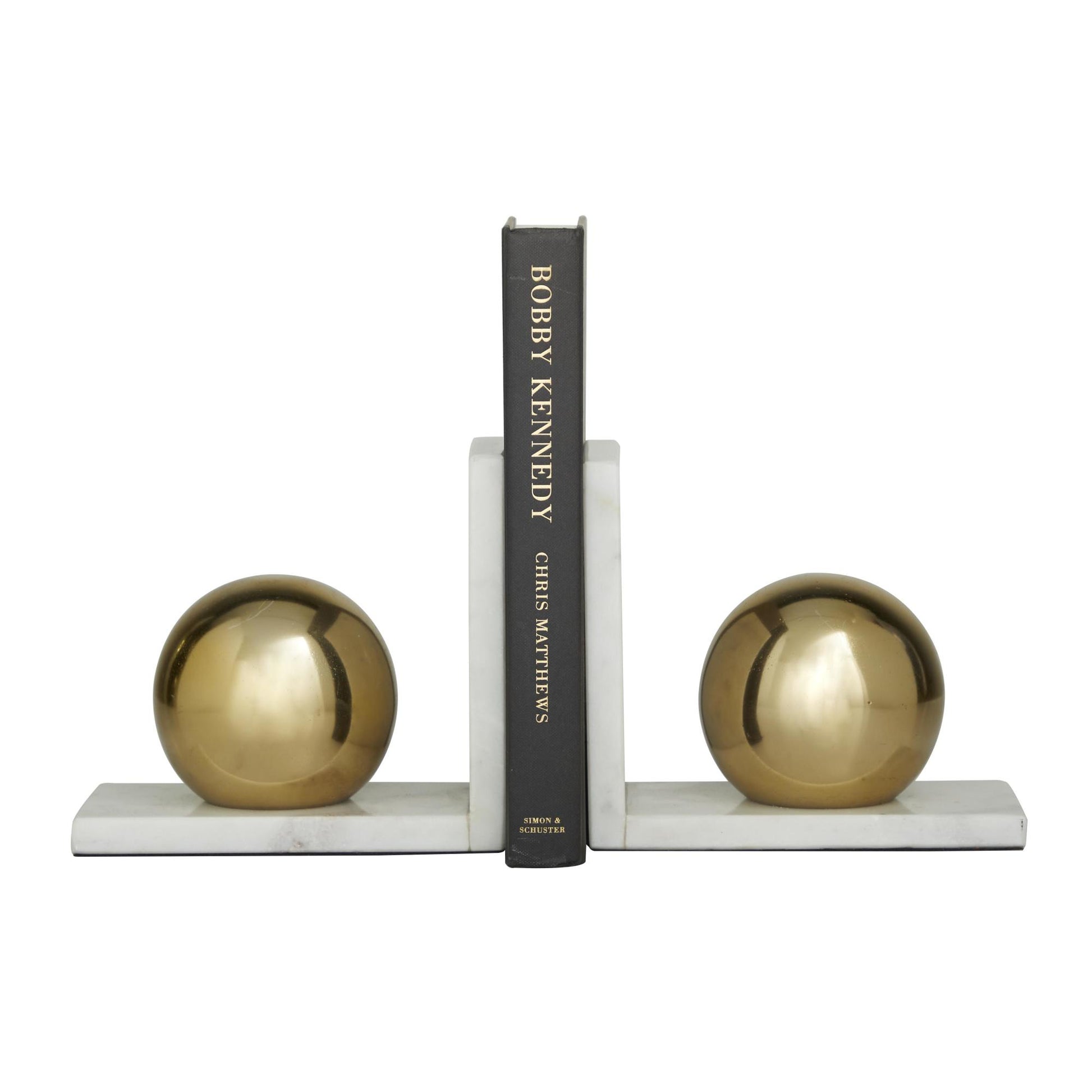 CosmoLiving by Cosmopolitan Set of 2 Geometric Marble Orb 7 lbs Decorative Bookends