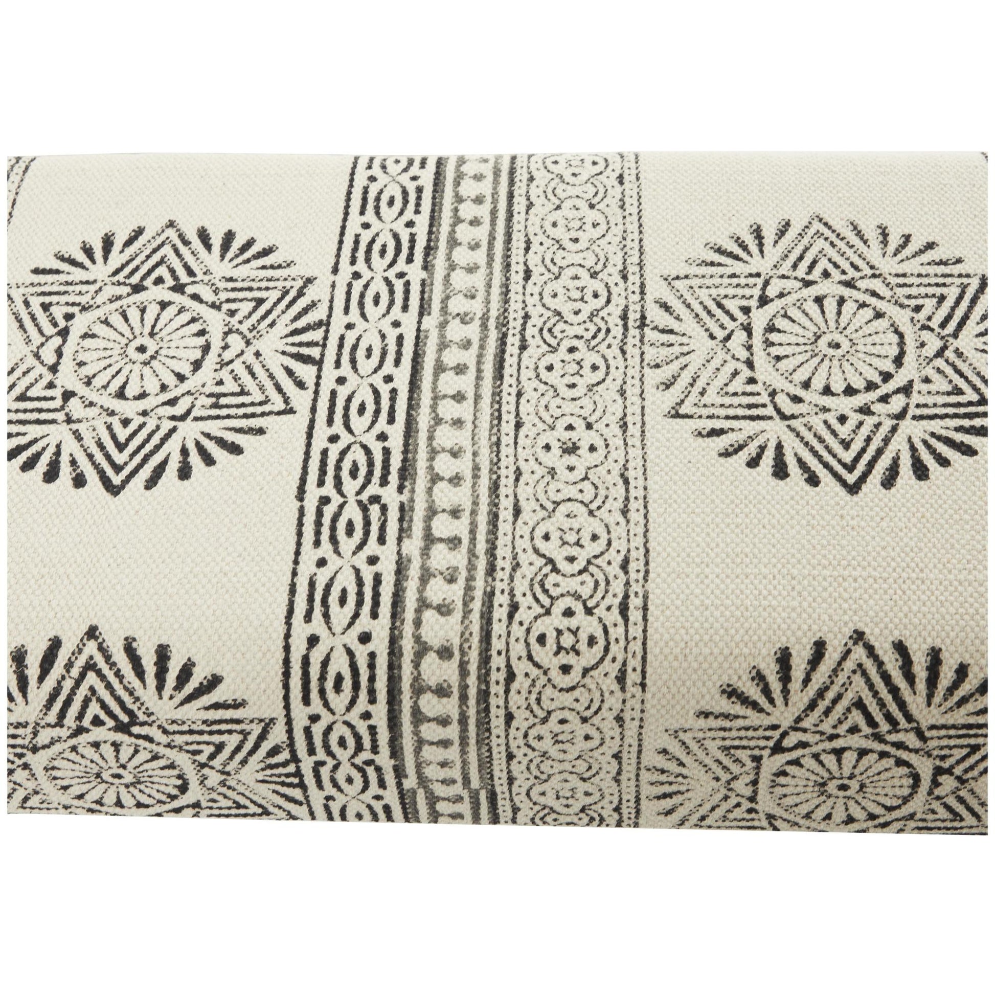 Tribal Cotton Fabric Home Bench with Metal Hairpin Legs
