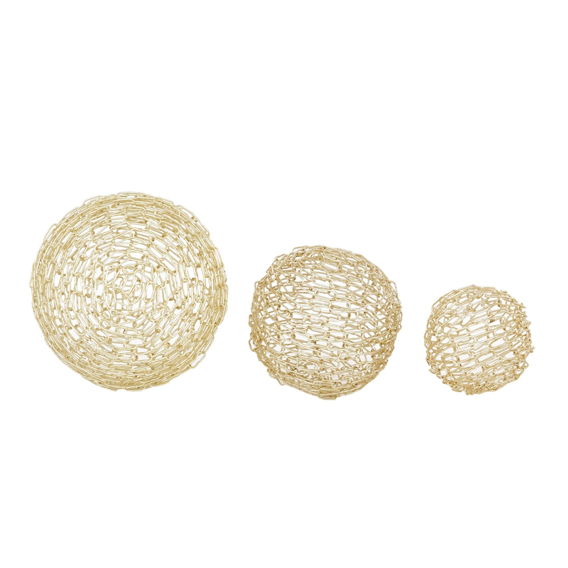 CosmoLiving by Cosmopolitan Set of 3 Geometric Gold Metal Decorative Sculpture