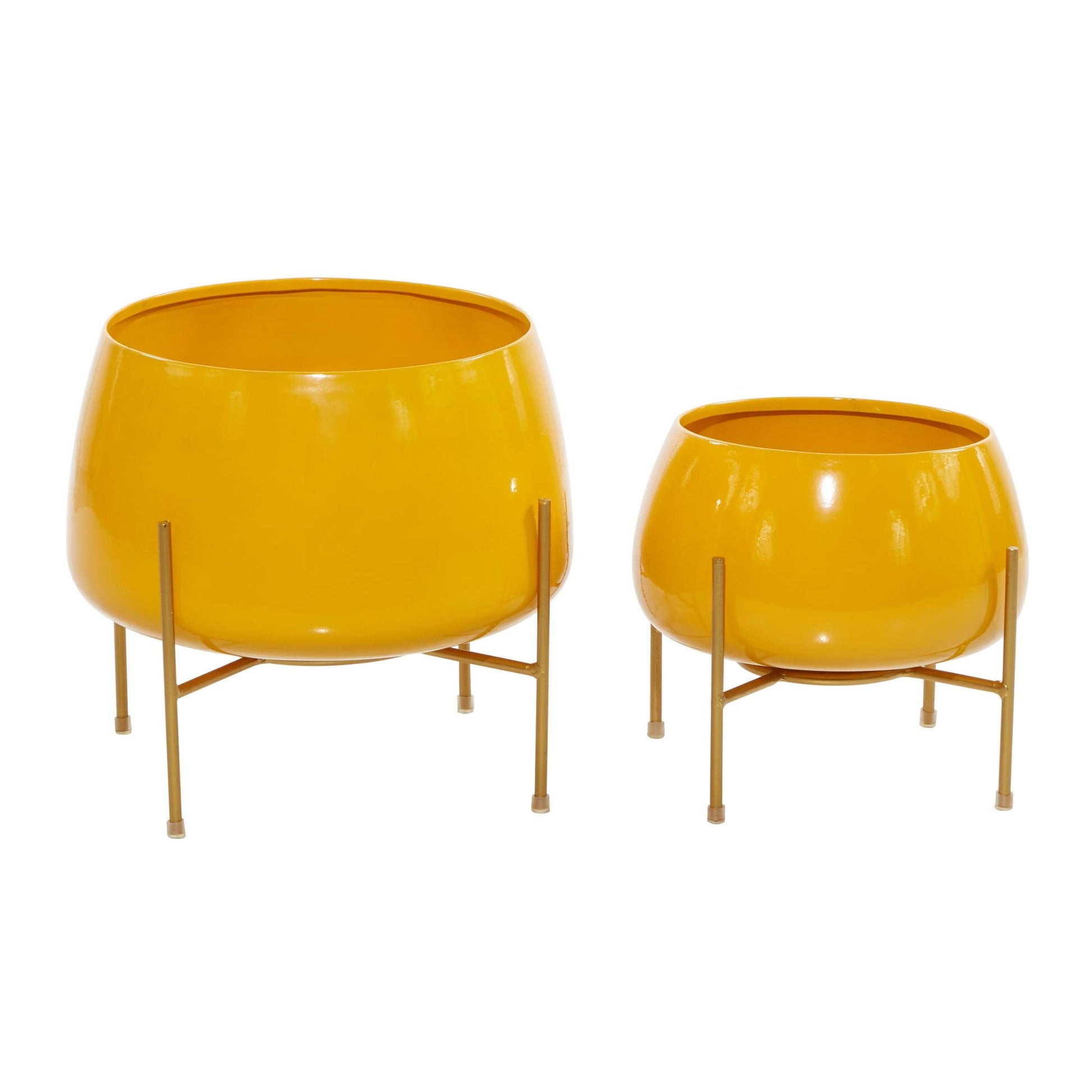 Set of 2 Metal Rounded Dome Indoor Outdoor Planter with Removable Stand