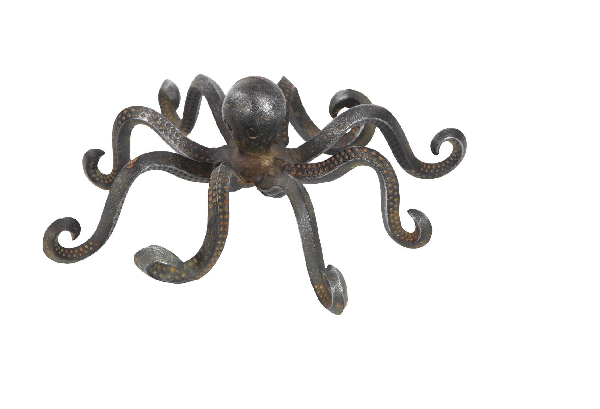 Octopus Black Metal Decorative Sculpture with Long Tentacles and Suctions Detailing