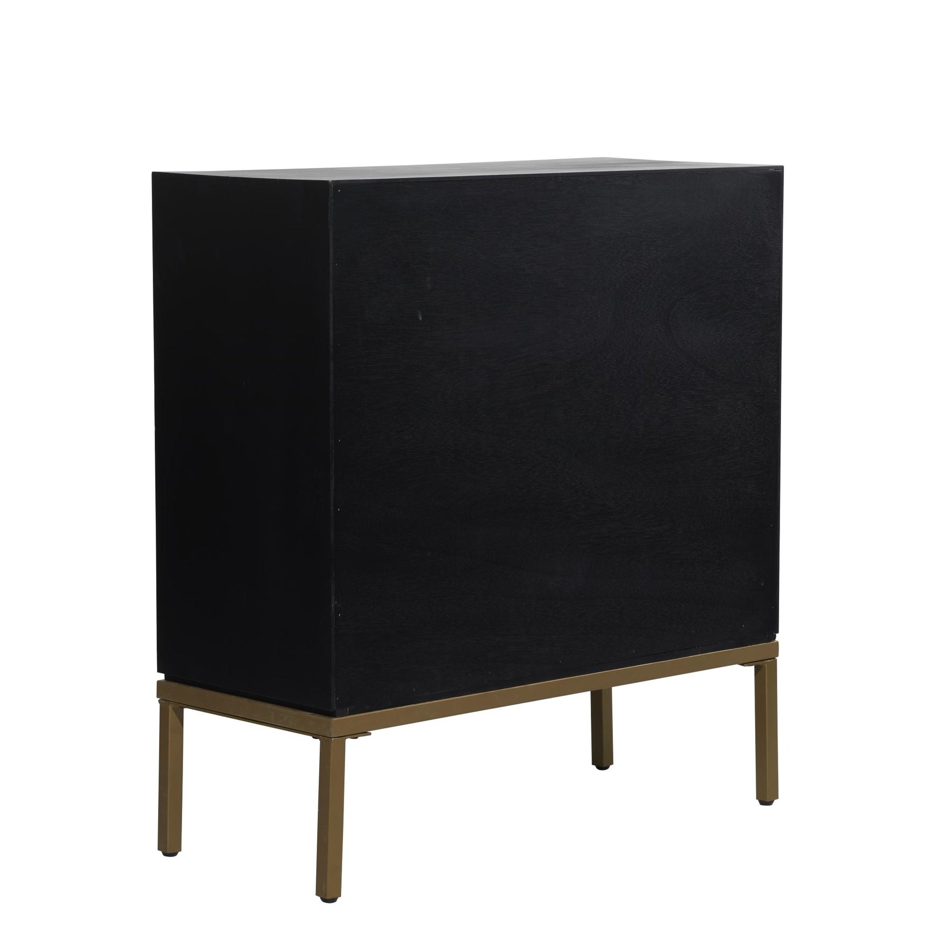 Geometric Bronze Wood Relief Ripple Design 2 Door Room Cabinet with Crescent Moon Handles