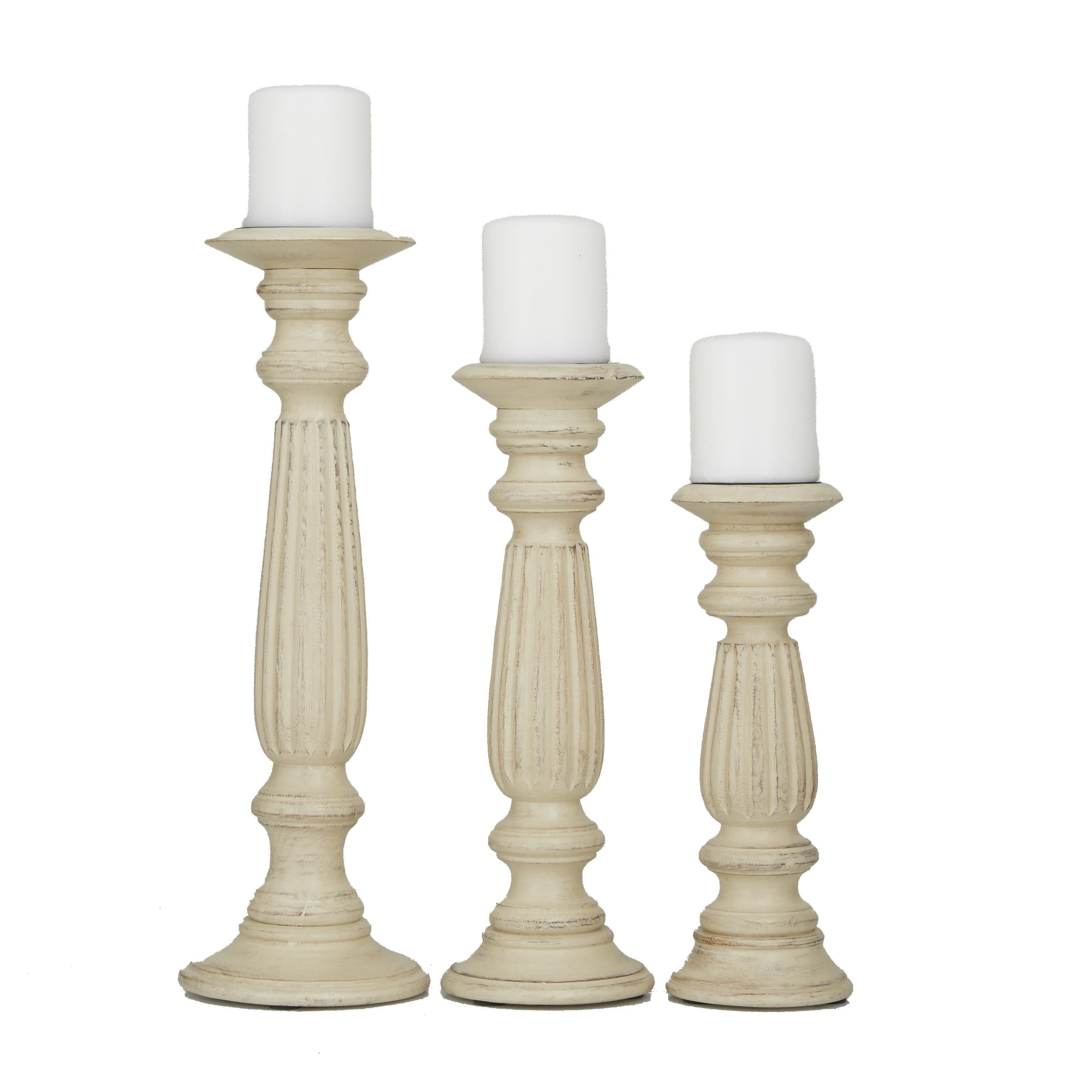 Set of 3 Mango Wood Decorative Candle Holder