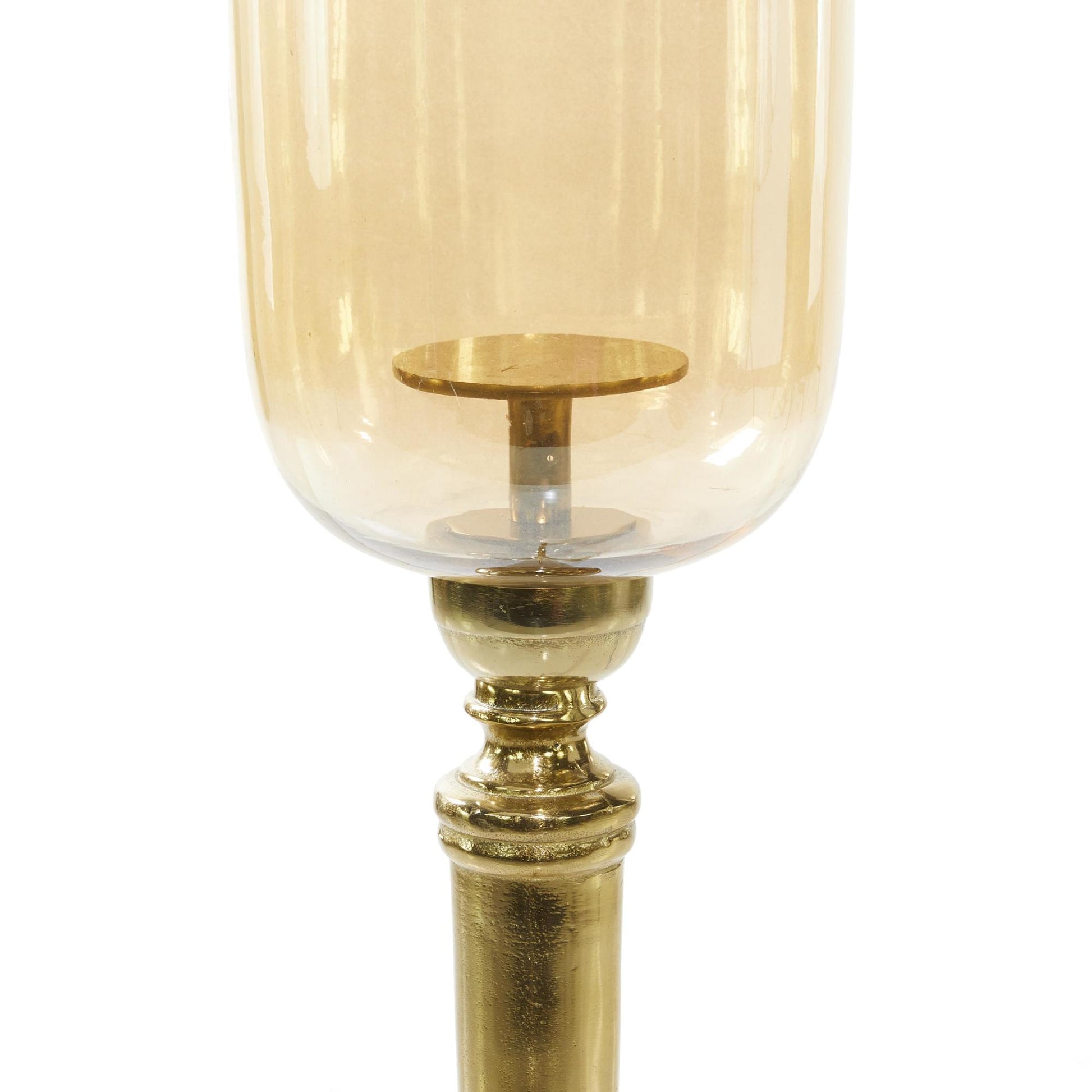 Gold Aluminum Metal Single Candle Room Hurricane Lamp