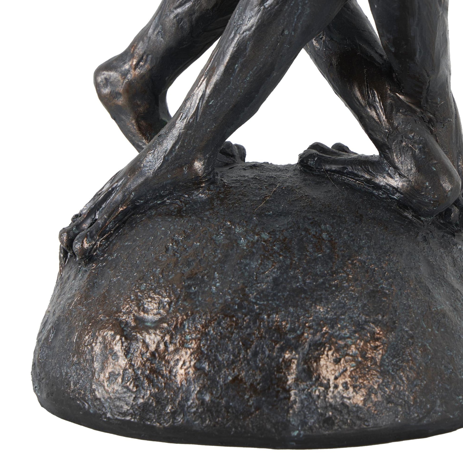 Frog Bronze Resin Patina Dancing Decorative Sculpture with Rock Base