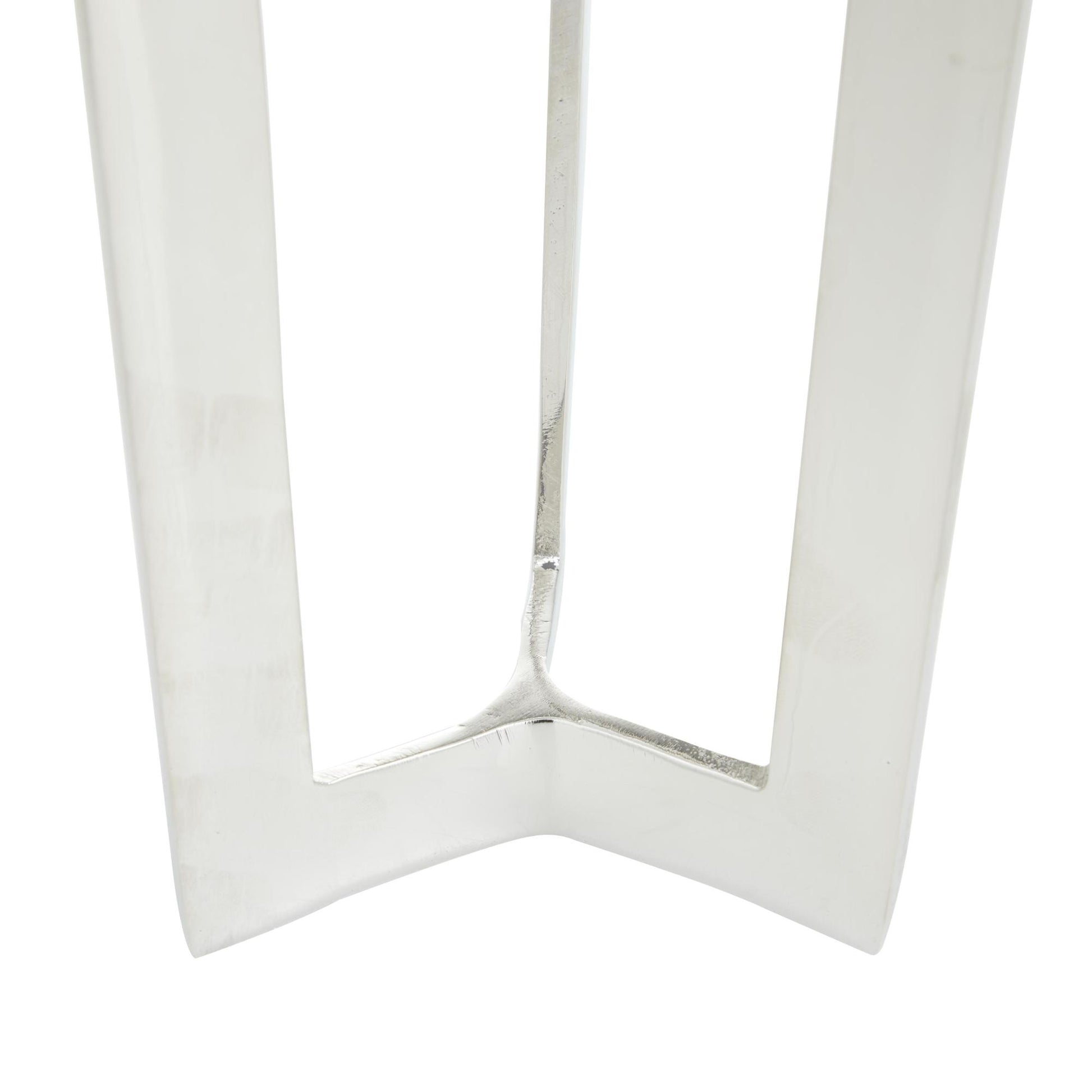 CosmoLiving by Cosmopolitan Set of 2 Geometric Aluminum Metal Pillar Decorative Candle Holder
