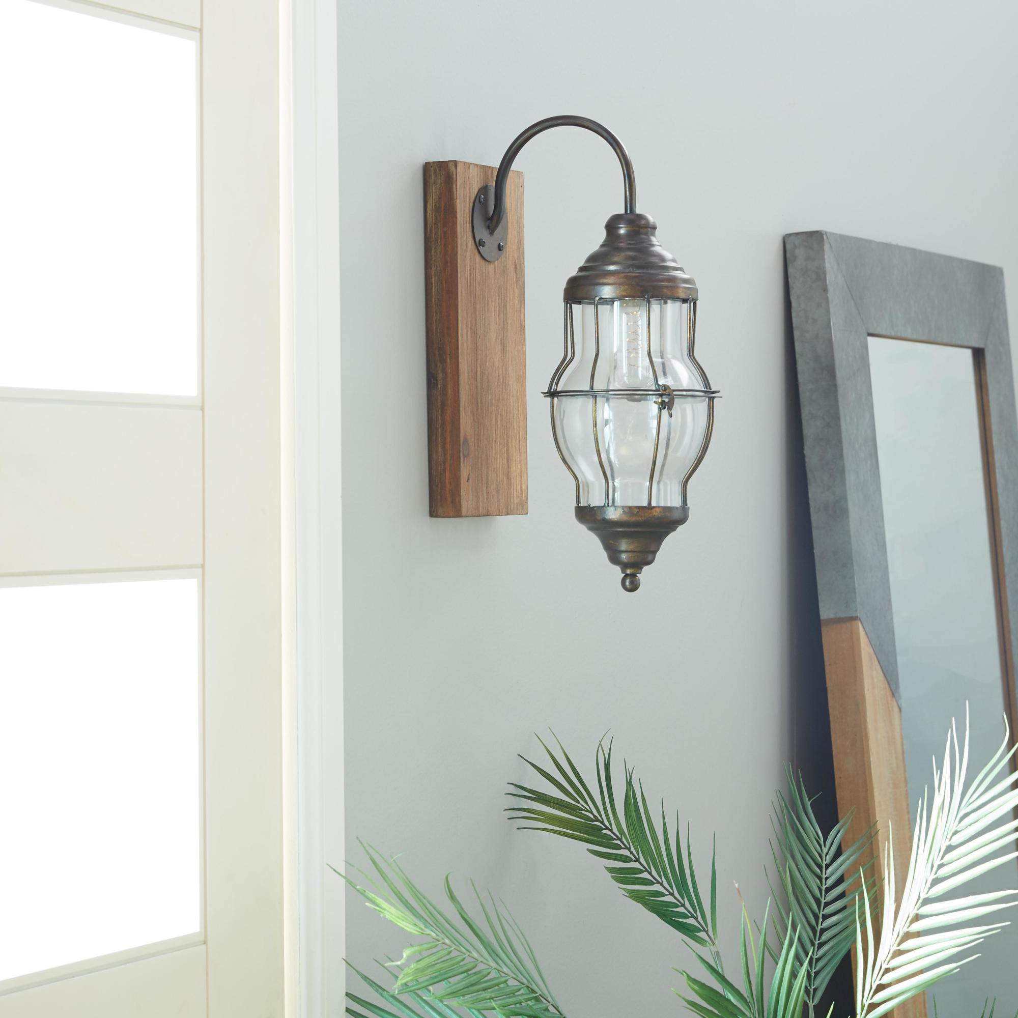 Scroll Brown Metal Battery Operated Room Accent Lamp with Included Fixed LED Light