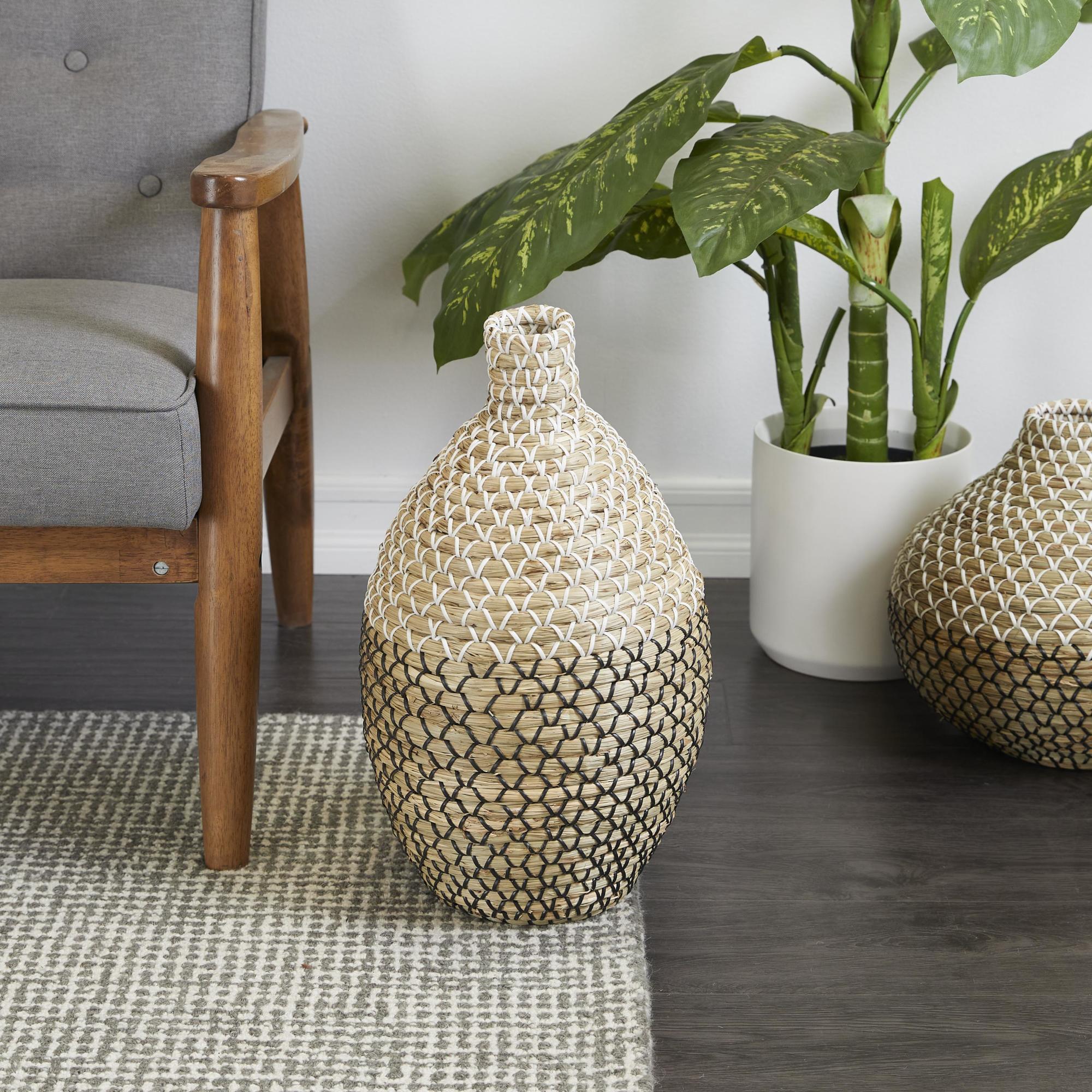 Brown Seagrass Handmade Tall Woven Floor Decorative Vase