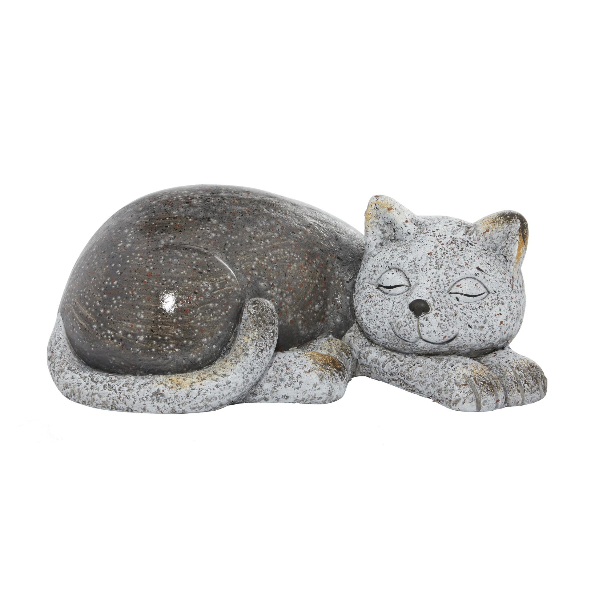 Cat Gray Polystone Indoor Outdoor Decorative Garden Sculpture