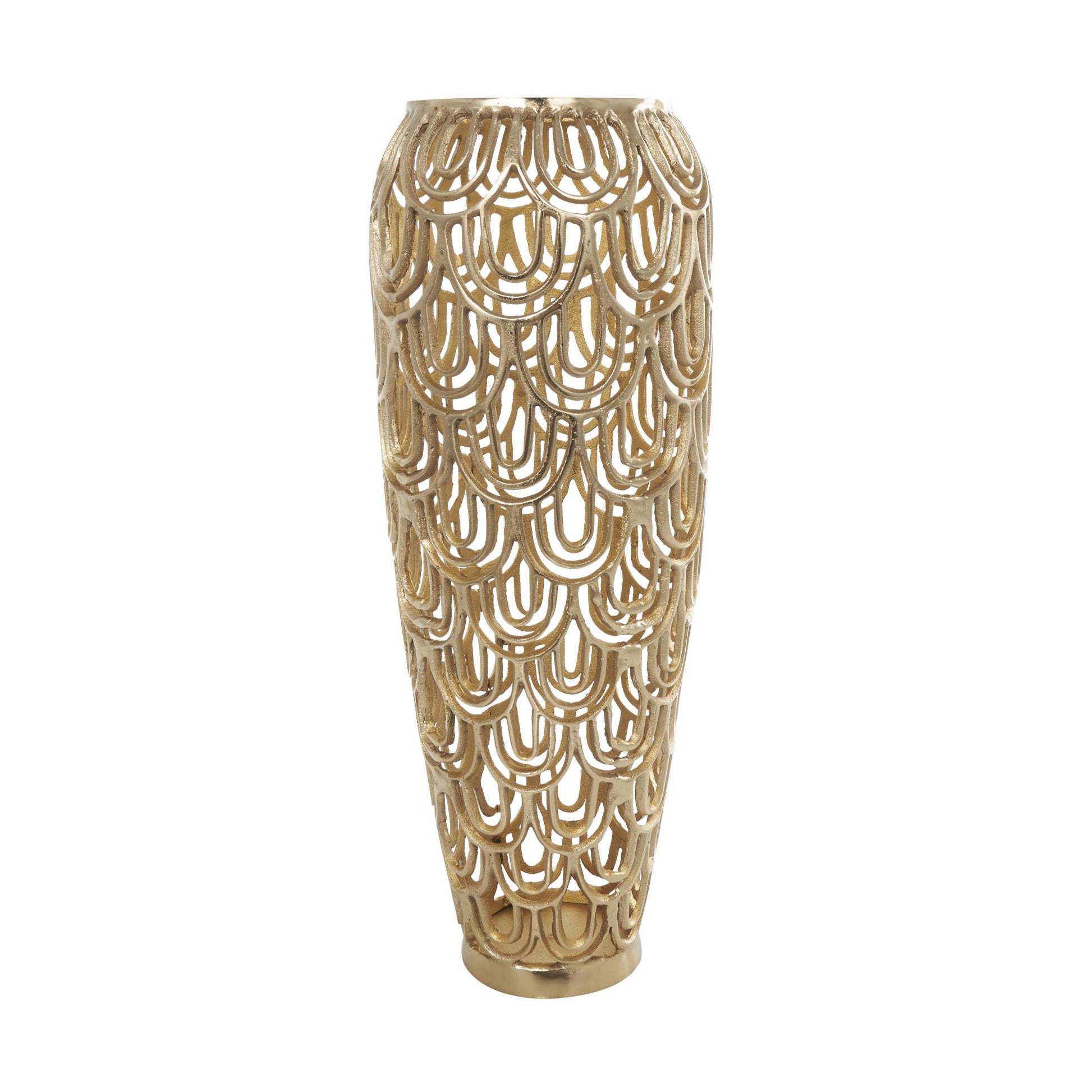 Geometric Aluminum Metal Art Deco Inspired Arched Decorative Vase