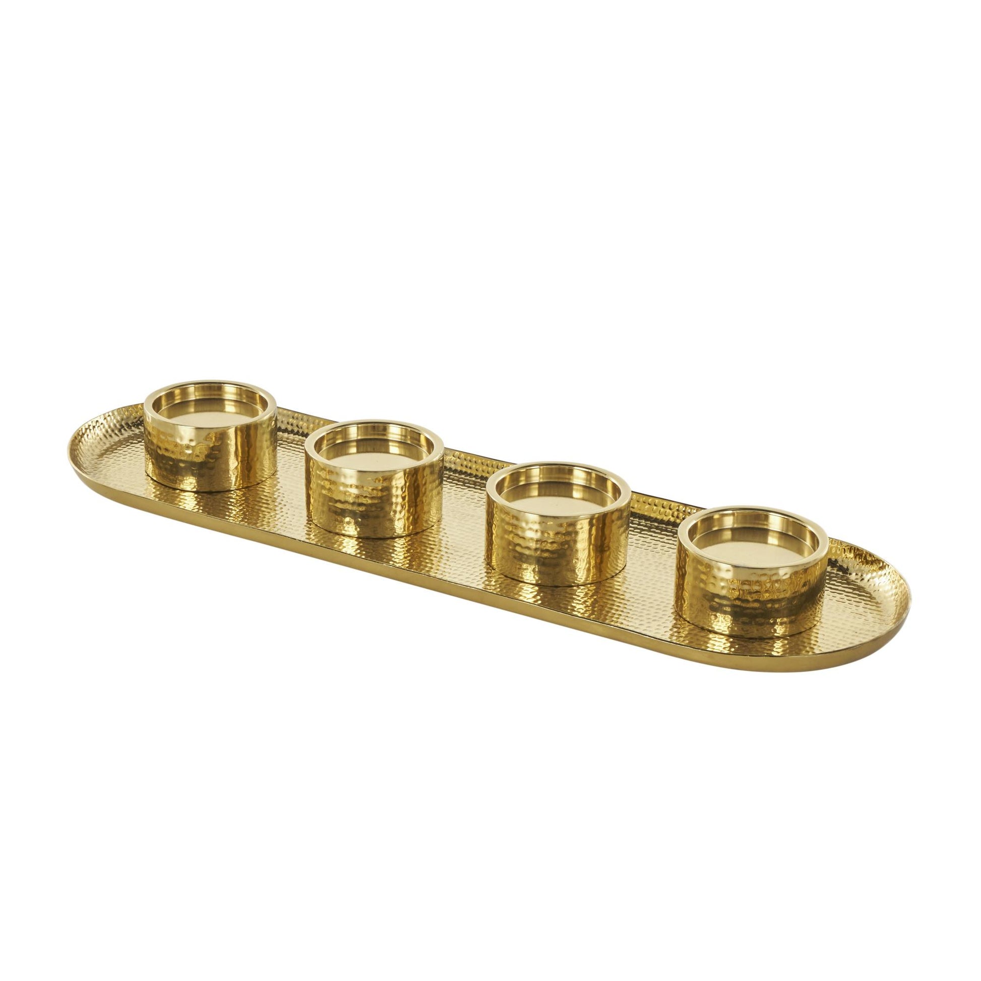 Stainless Steel Metal 4 Candle Decorative Candelabra with Attached Tray