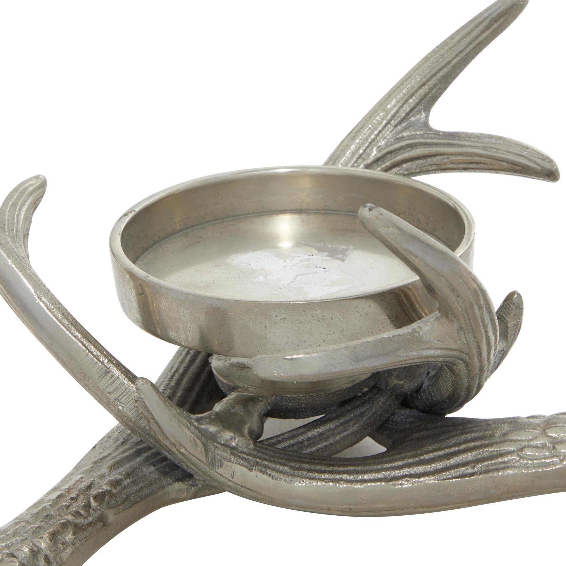 Silver Aluminum Metal Antler Decorative Candle Holder