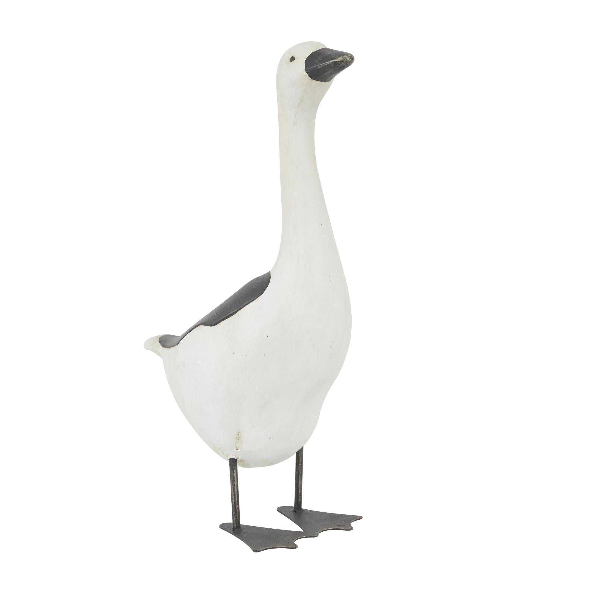 Duck White Polystone Indoor Outdoor Decorative Garden Sculpture