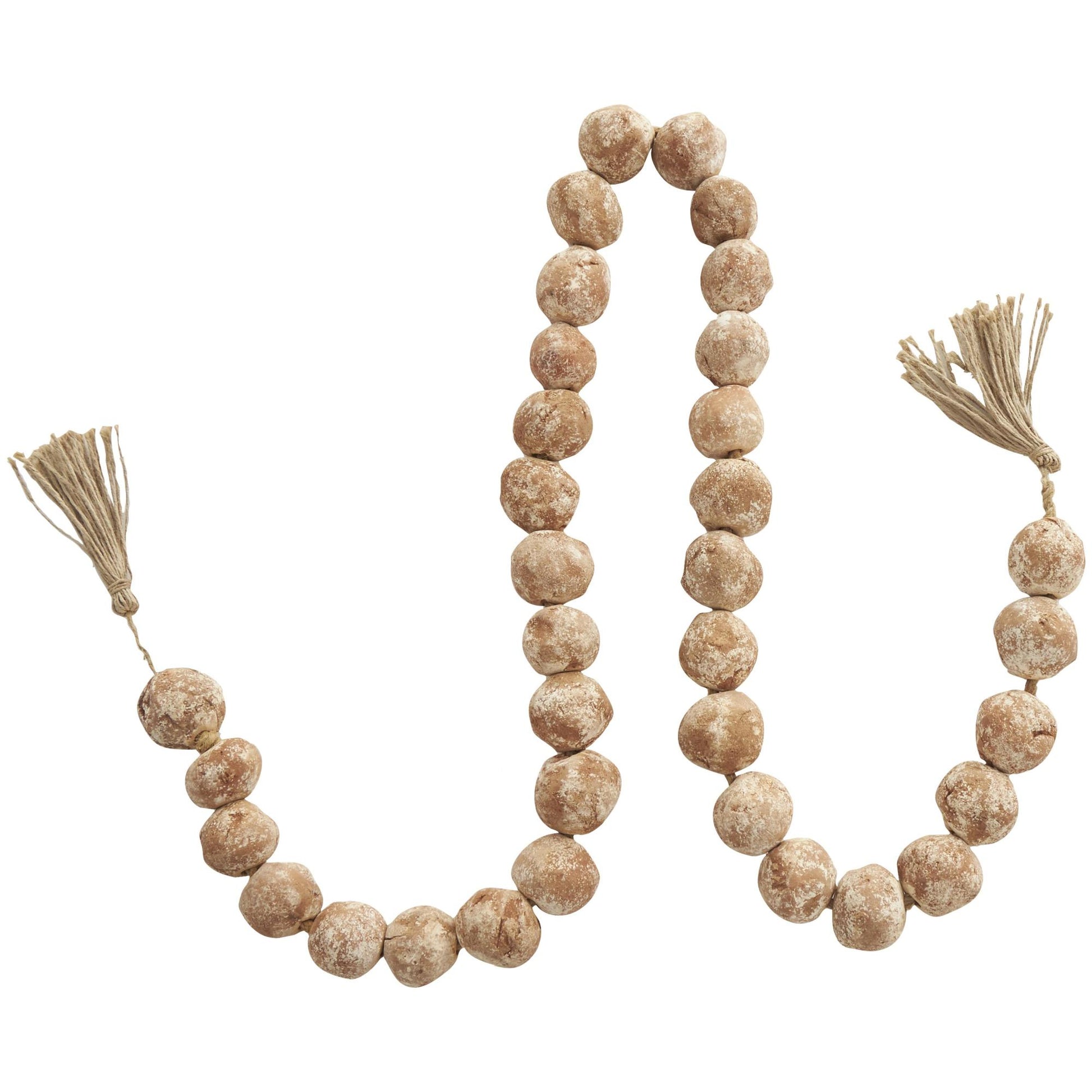 Ceramic Handmade Round Intricately Shaped Large Distressed Beaded Garland with Tassel